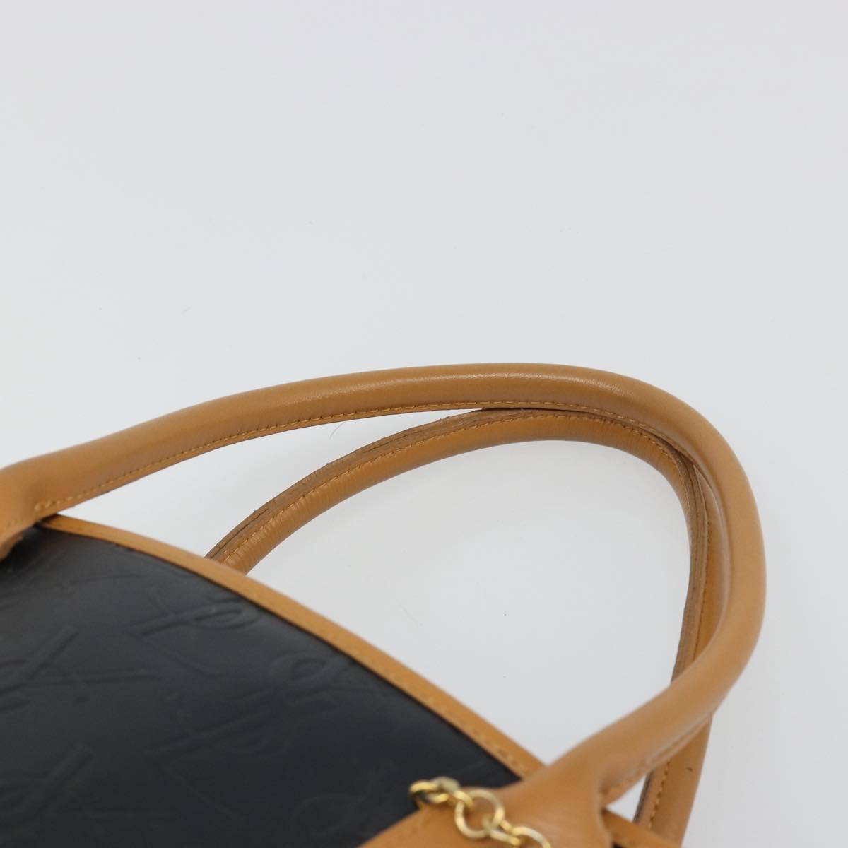 SAINT LAURENT Hand Bag Leather Black Gold Auth 187181