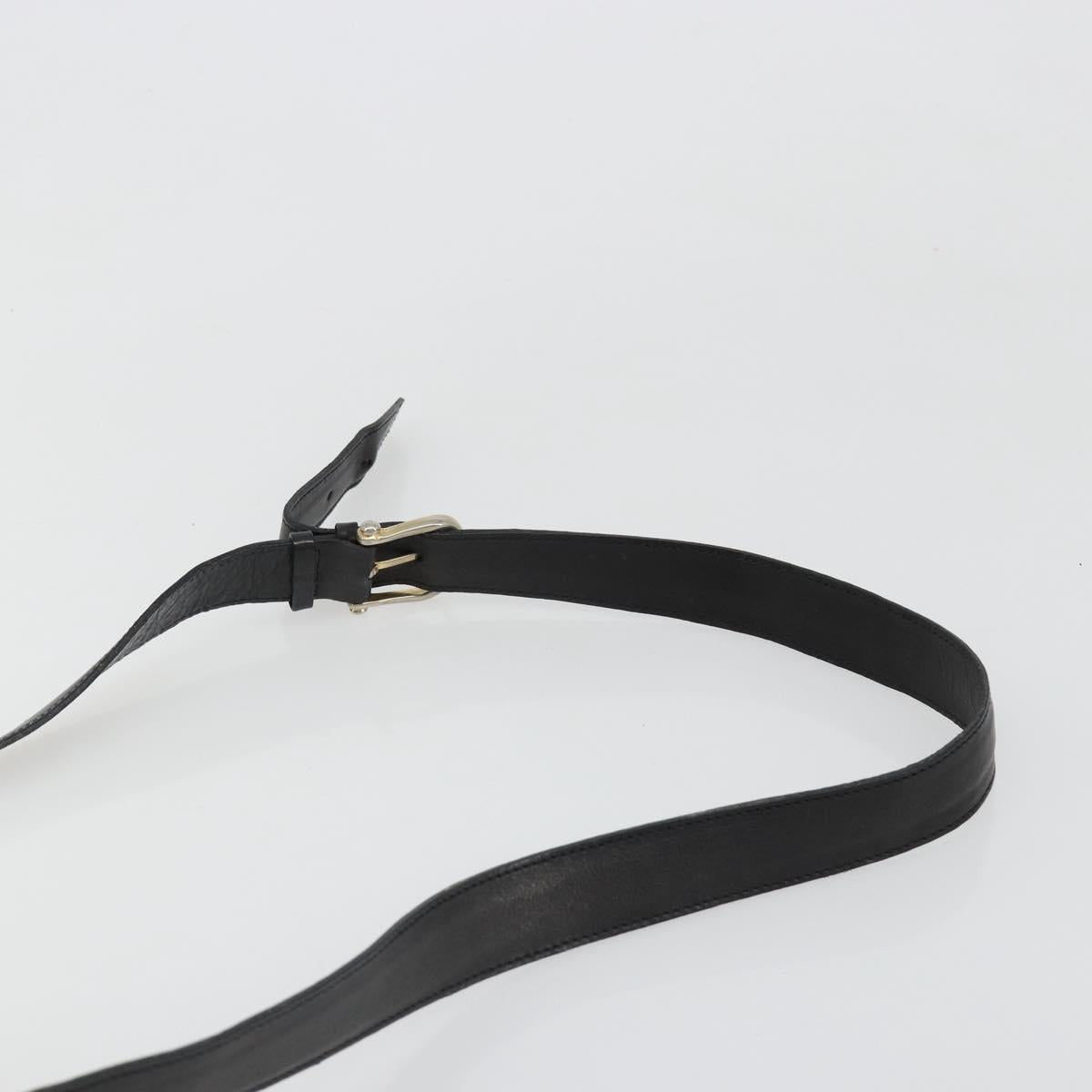 CELINE Purse Shoulder Bag Leather Black Gold Auth 187182