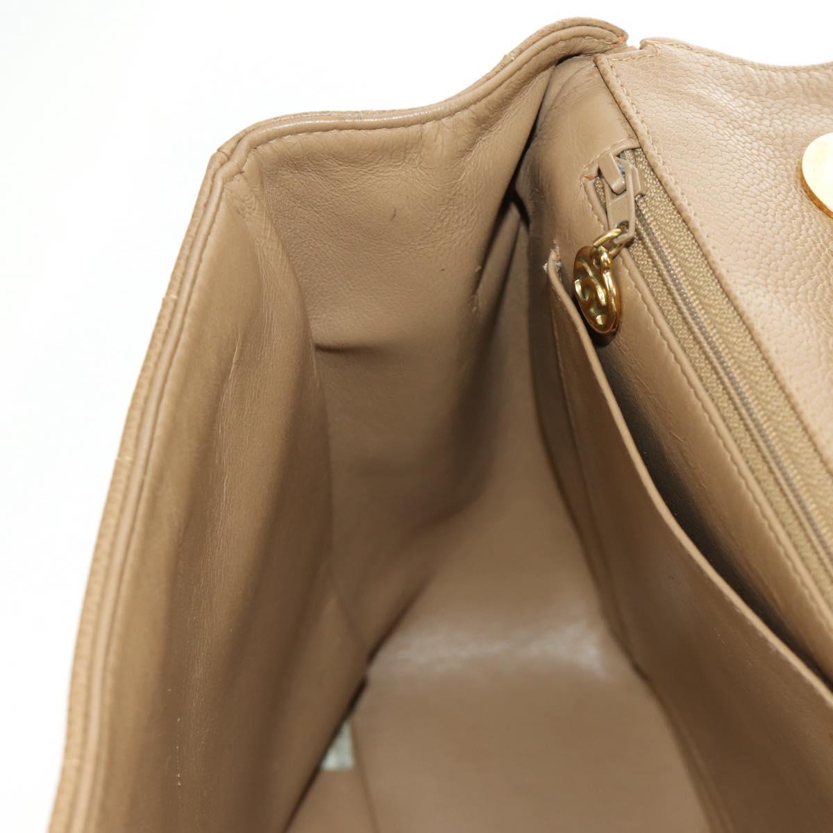 CHANEL Mademoiselle Chain Shoulder Bag Caviar Skin Brown Gold CC Auth 187186SAV