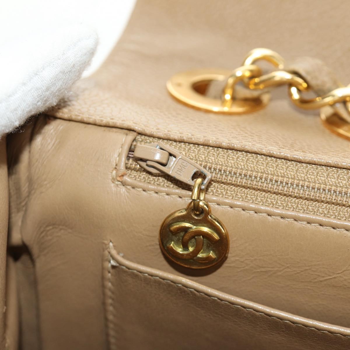 CHANEL Mademoiselle Chain Shoulder Bag Caviar Skin Brown Gold CC Auth 187186SAV