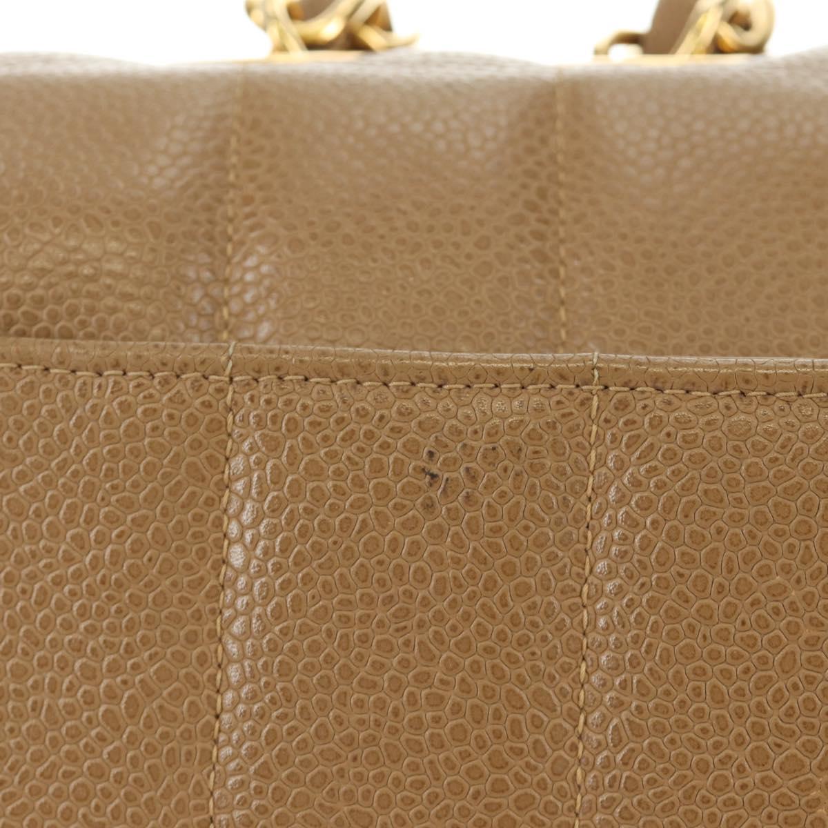 CHANEL Mademoiselle Chain Shoulder Bag Caviar Skin Brown Gold CC Auth 187186SAV