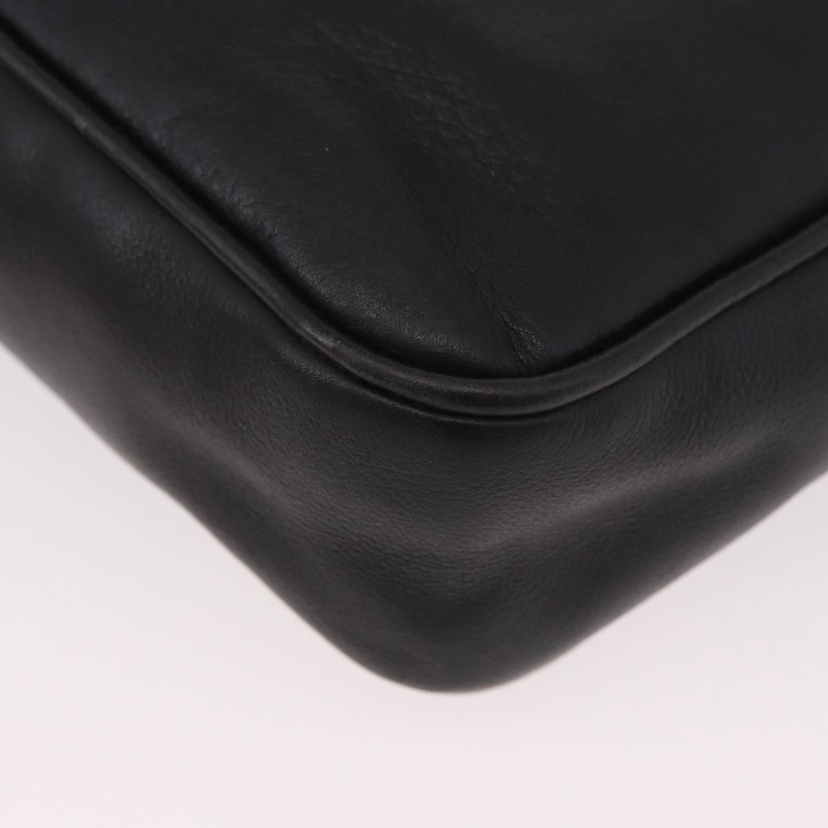 GUCCI Shoulder Bag Leather 2way Black Gold Auth 187188