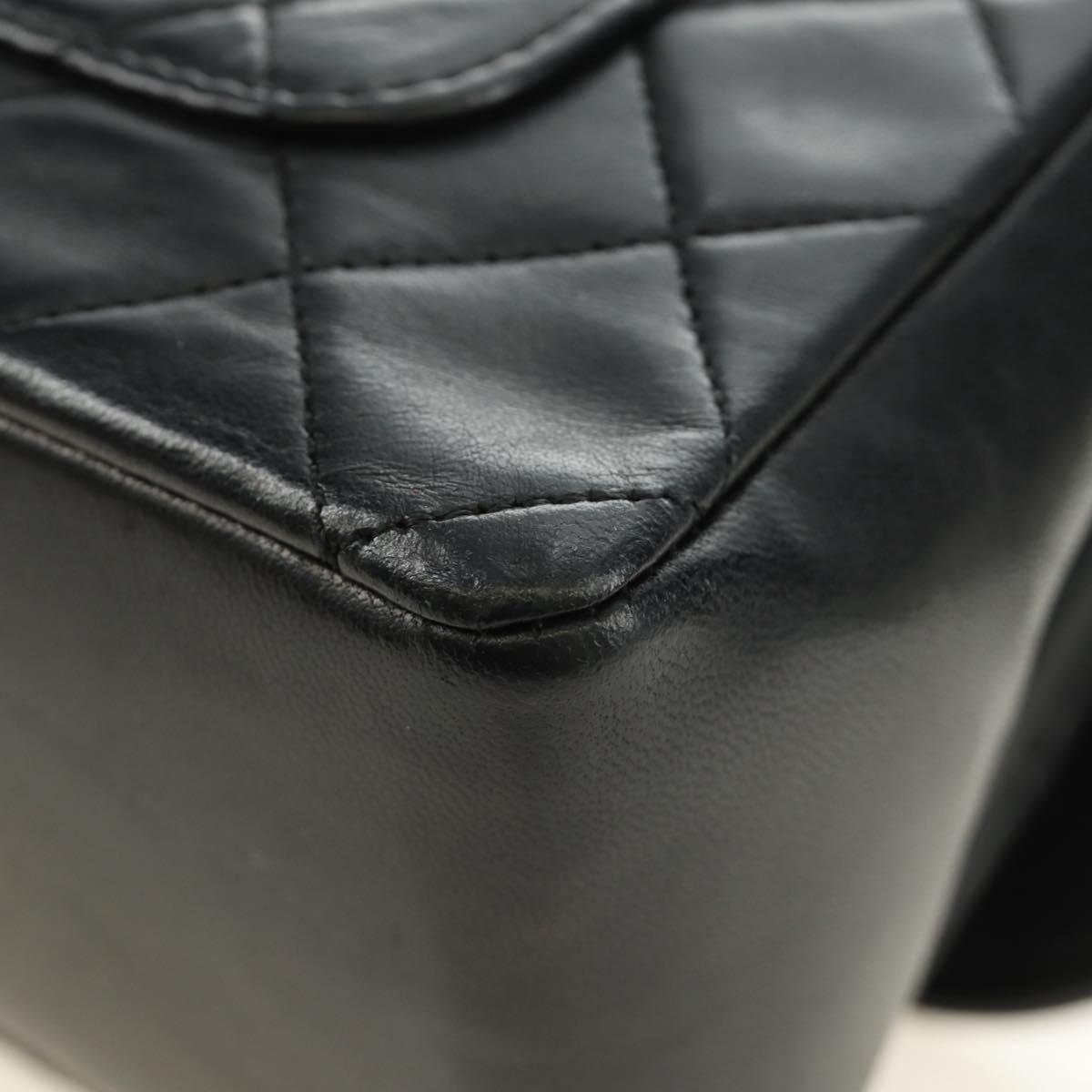 CHANEL Chain Matelasse Shoulder Bag Lamb Skin Black Gold CC Auth 187189SAV