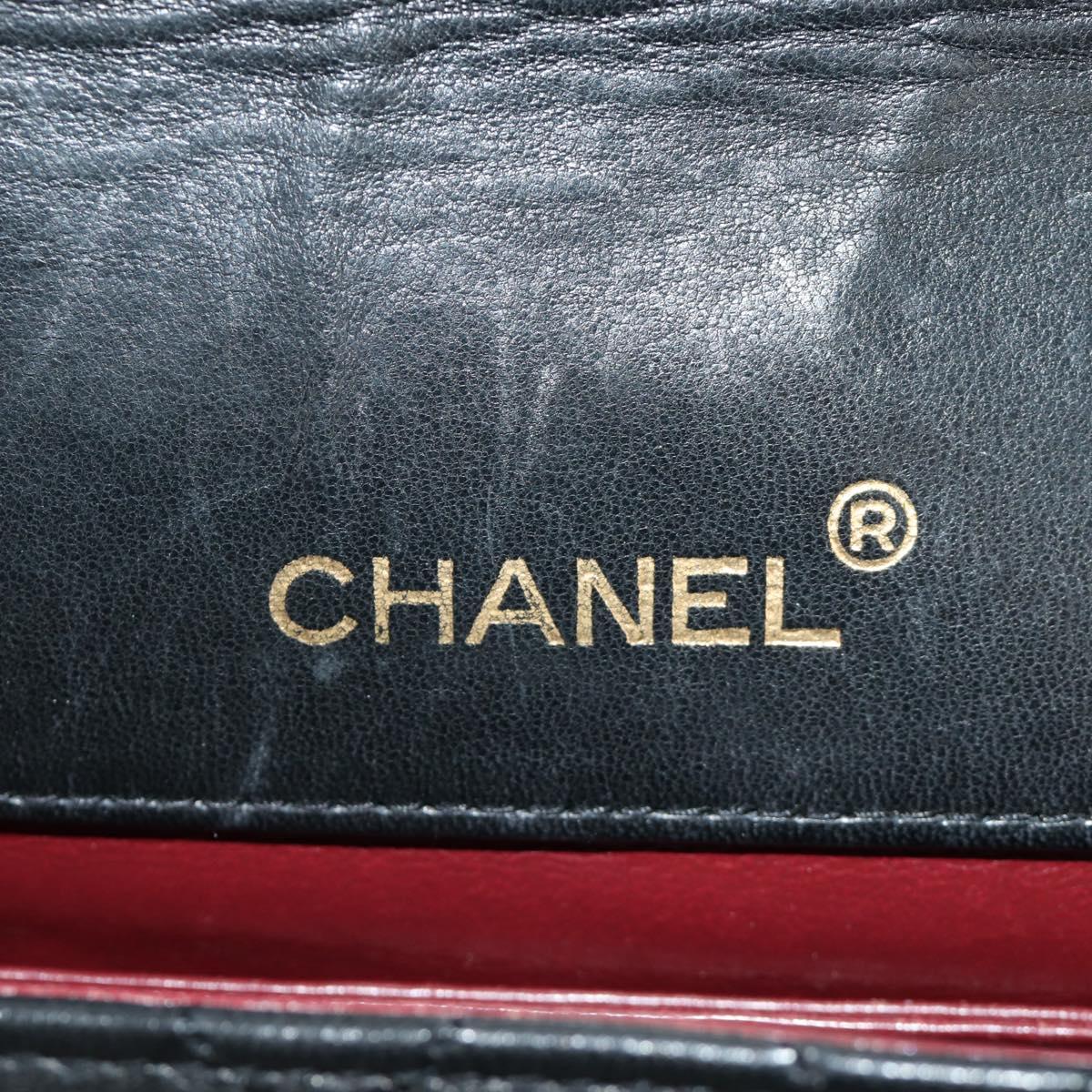 CHANEL Chain Matelasse Shoulder Bag Lamb Skin Black Gold CC Auth 187189SAV