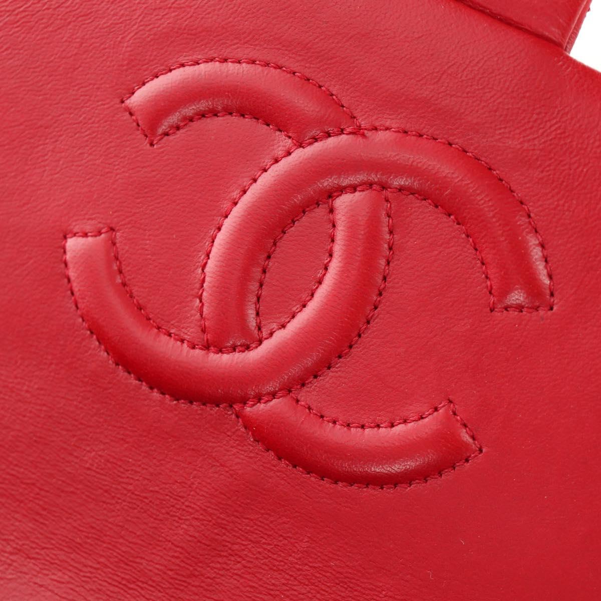 CHANEL Matelasse Chain Shoulder Bag Lamb Skin Red Gold CC Auth 187190A