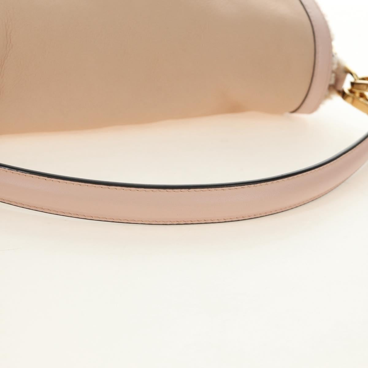 FENDI Mamma Baguette Shoulder Bag Mouton Beige Gold Auth 187191SAV