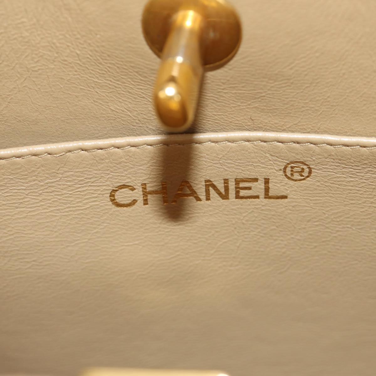 CHANEL Matelasse Chain Shoulder Bag Lamb Skin Beige Gold CC Auth 187192SAV