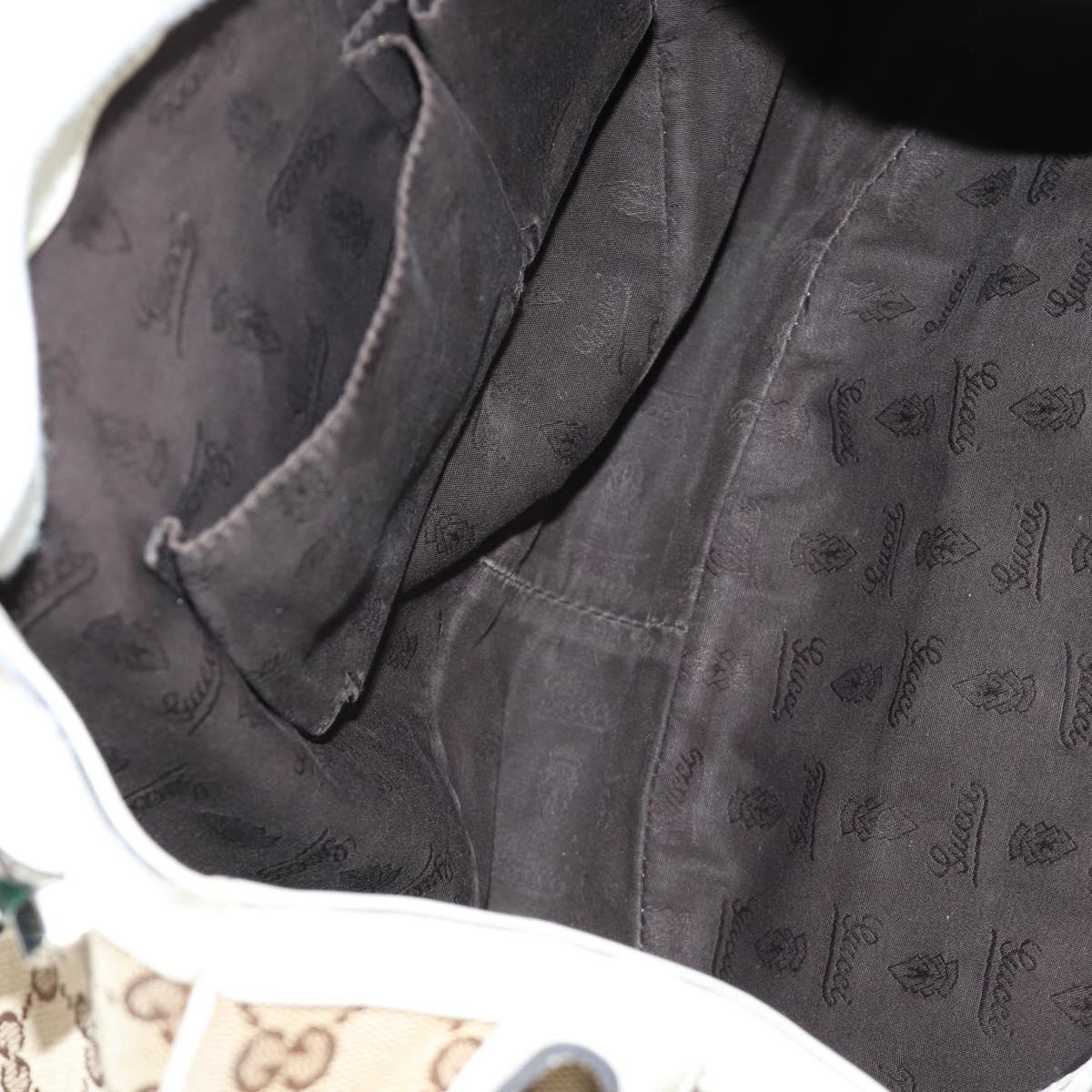GUCCI GG Canvas Web Sherry Line Tote Bag Beige Silver Red 232971 Auth 187200SAV