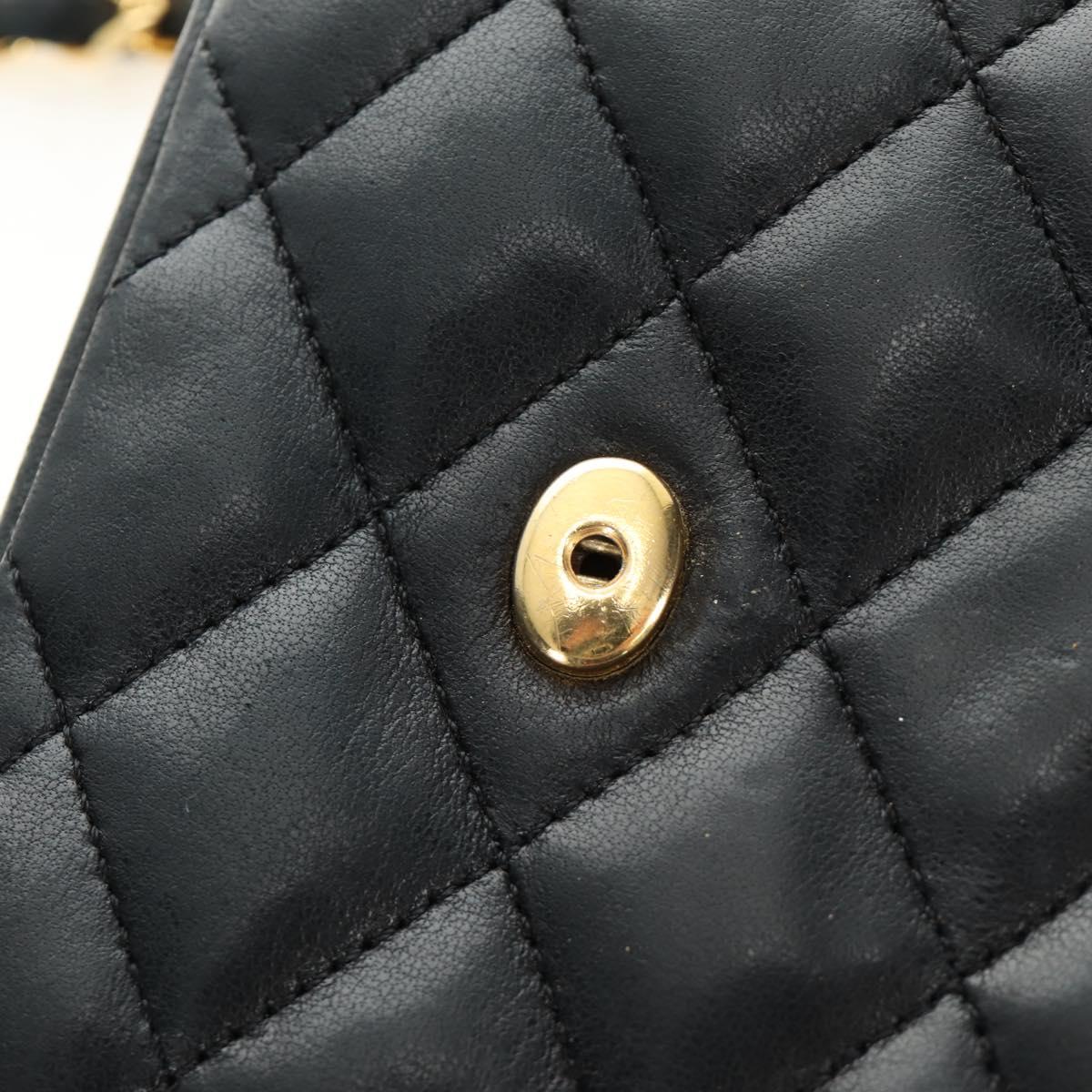 CHANEL Chain Matelasse Shoulder Bag Lamb Skin Black Gold CC Auth 187203SAV