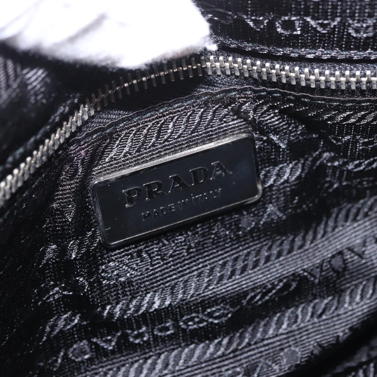 PRADA Shoulder Bag Nylon Silver Black Auth 187204A