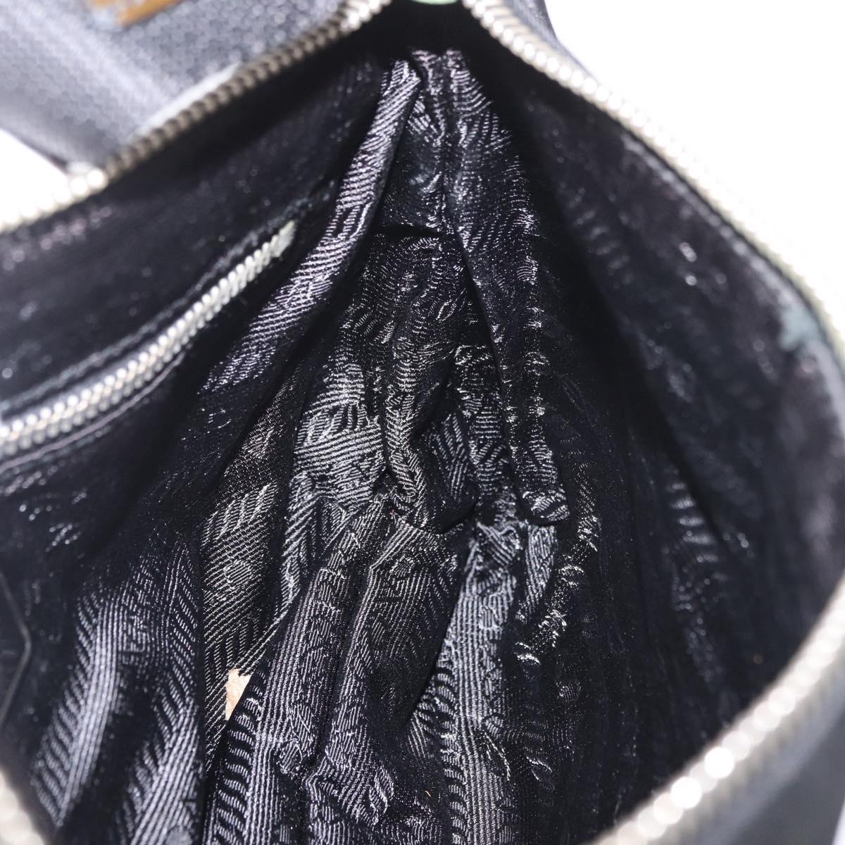 PRADA Shoulder Bag Nylon Silver Black Auth 187204A