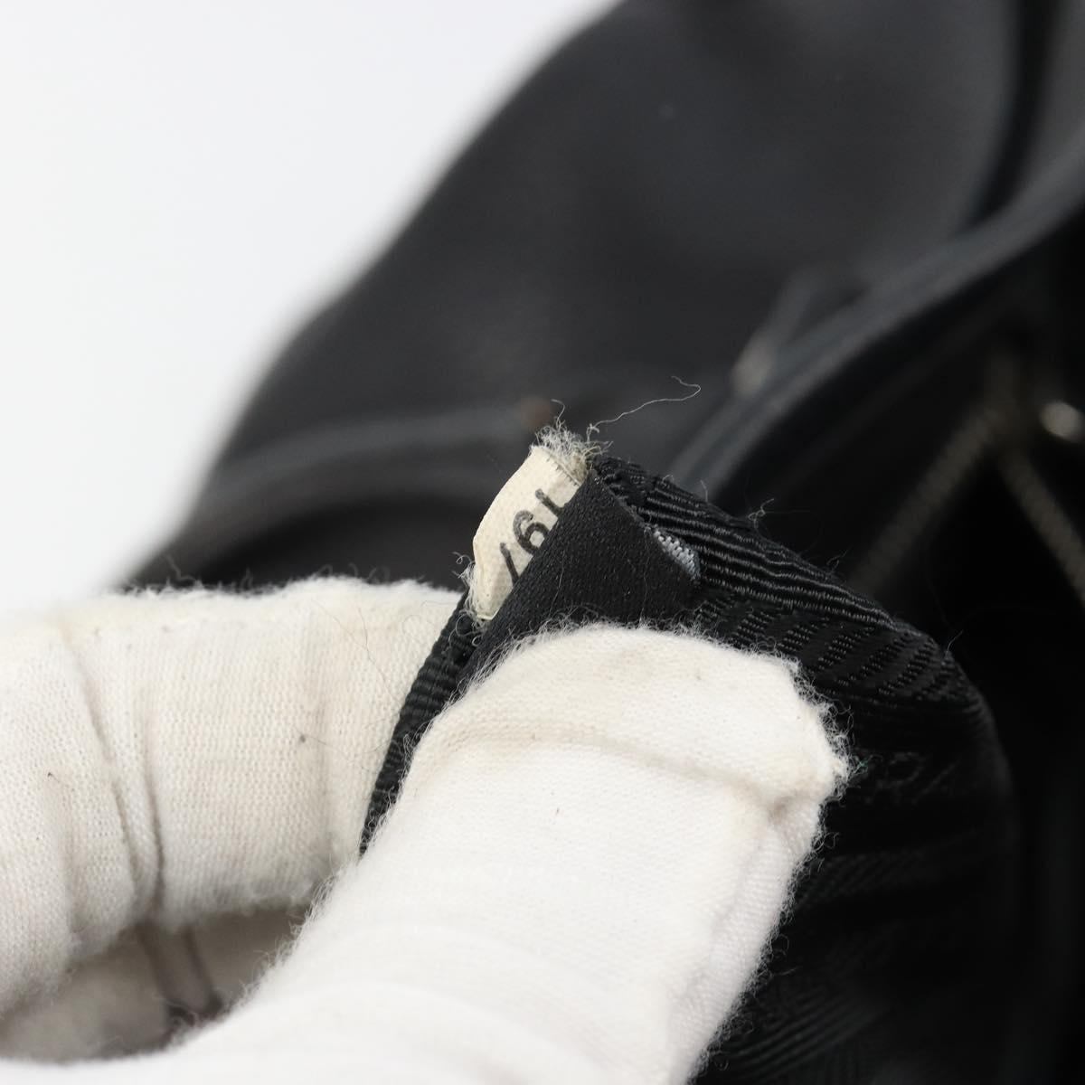 PRADA Tote Bag Leather Black Silver Auth 187205A