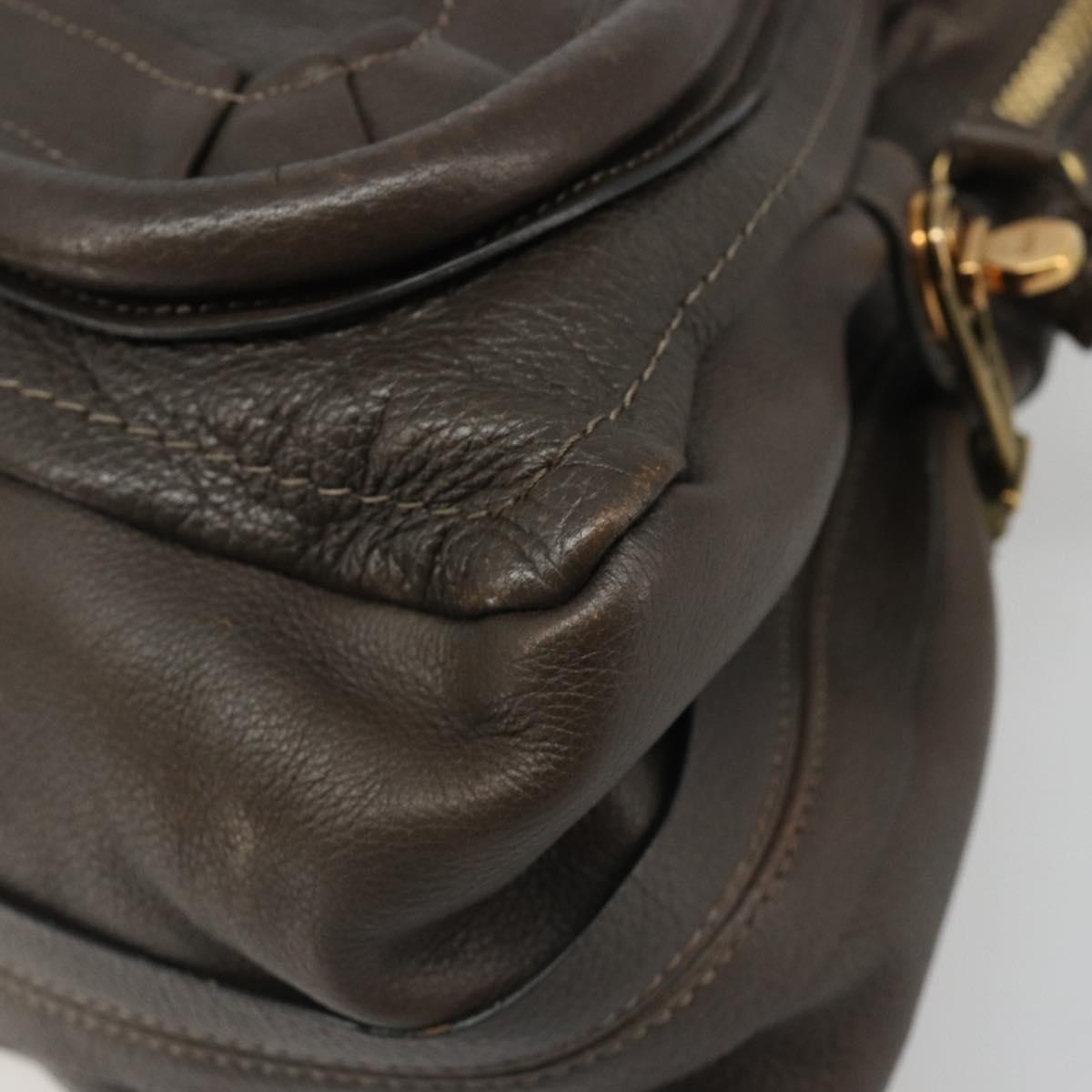 Chloe Paraty Hand Bag Leather 2way Brown Gold Auth 187206A