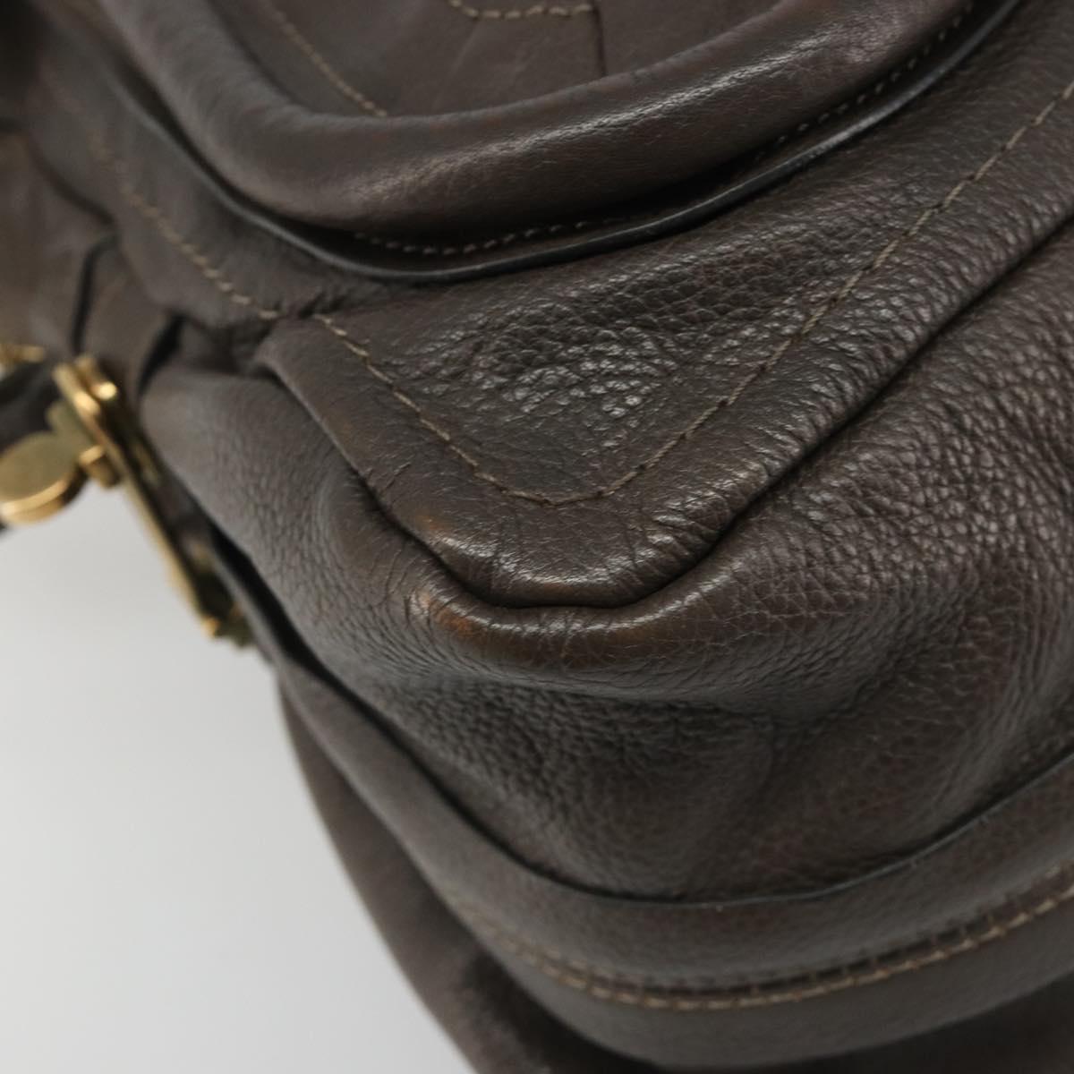 Chloe Paraty Hand Bag Leather 2way Brown Gold Auth 187206A