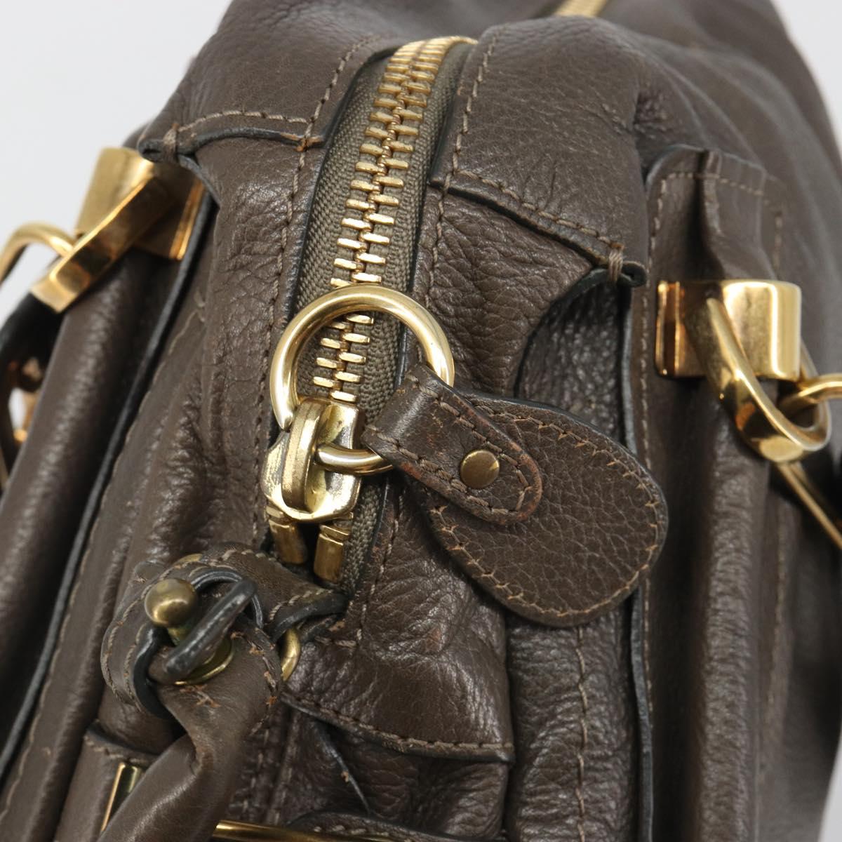 Chloe Paraty Hand Bag Leather 2way Brown Gold Auth 187206A