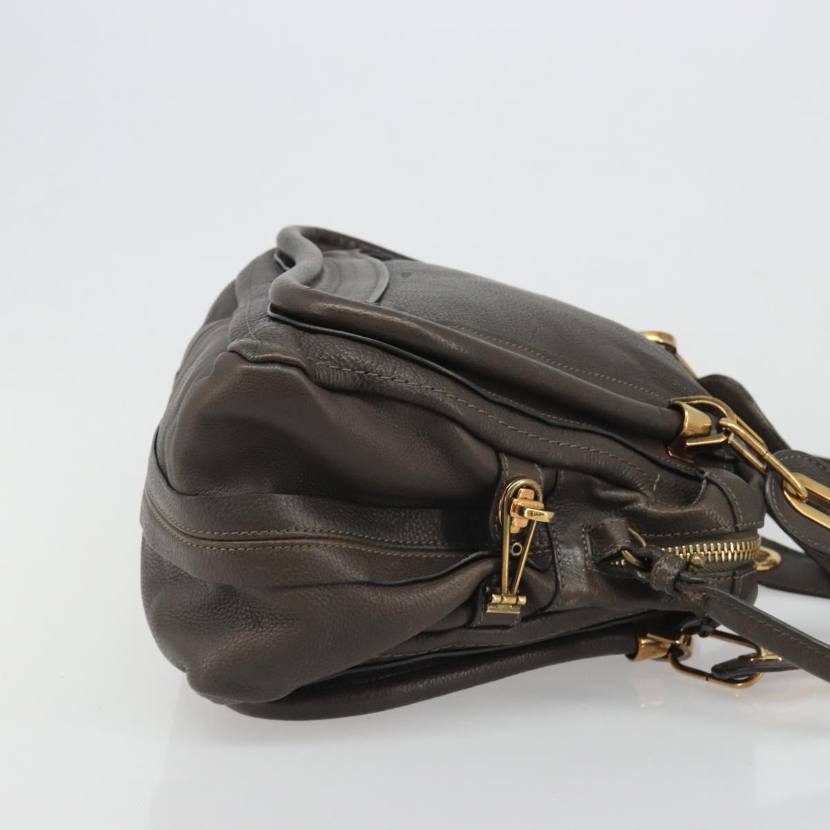 Chloe Paraty Hand Bag Leather 2way Brown Gold Auth 187206A