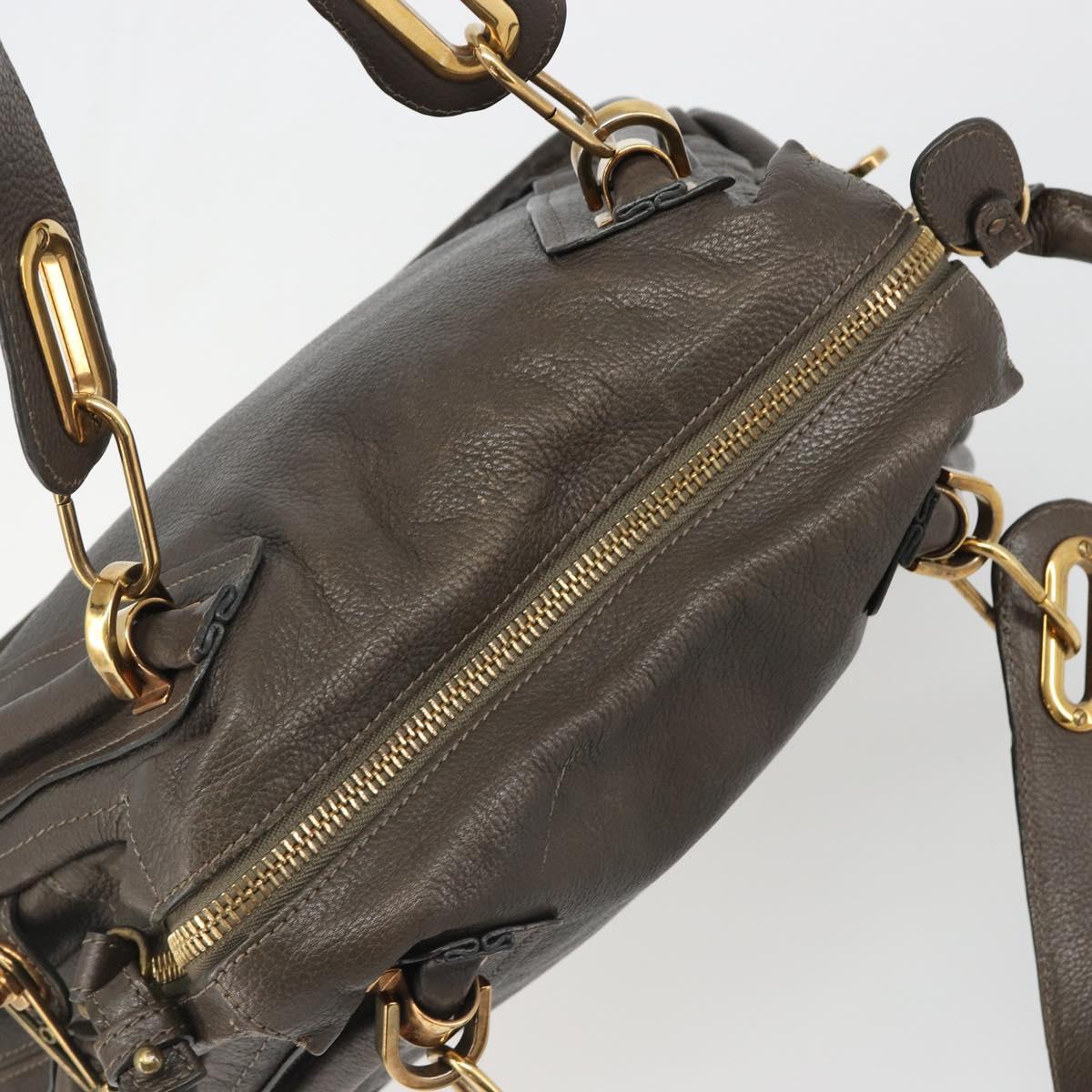 Chloe Paraty Hand Bag Leather 2way Brown Gold Auth 187206A