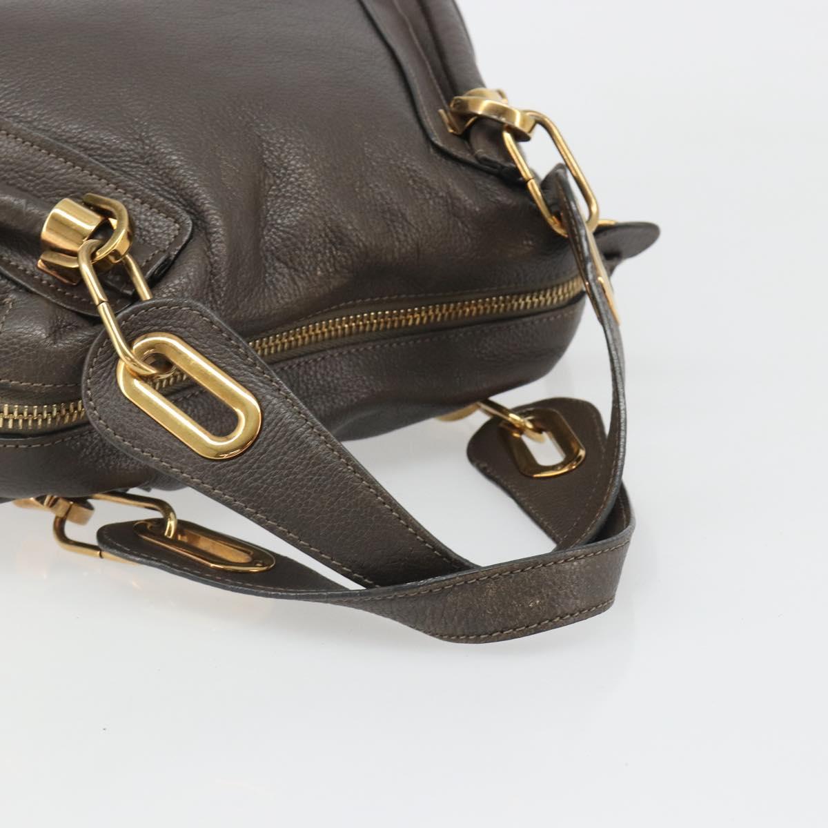 Chloe Paraty Hand Bag Leather 2way Brown Gold Auth 187206A