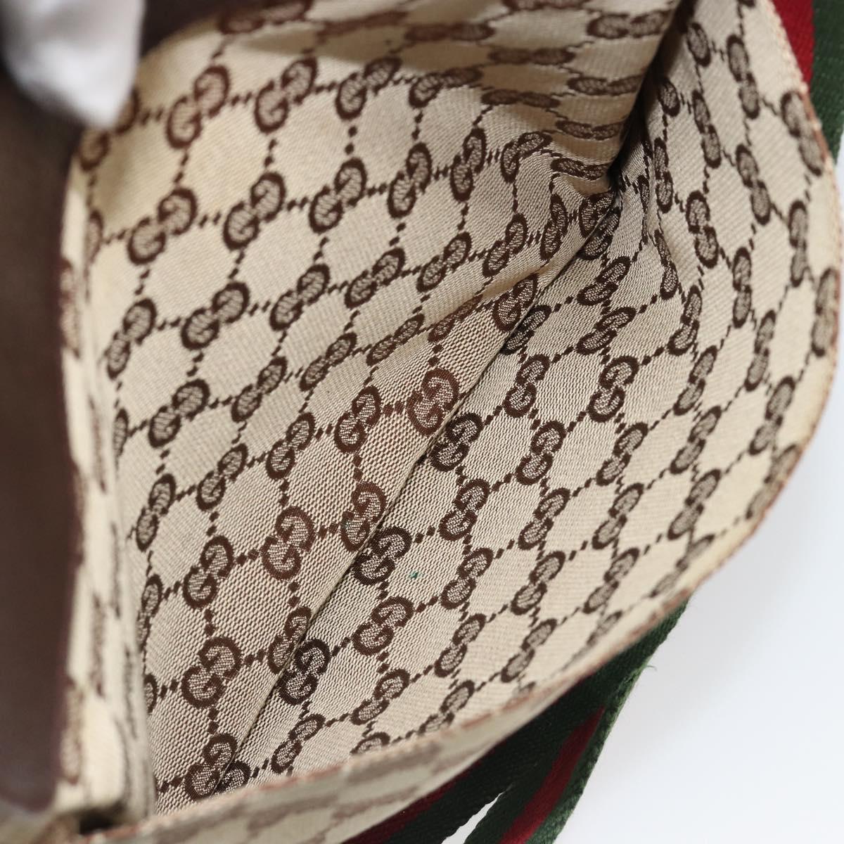 GUCCI GG Canvas Web Sherry Line Shoulder Bag Beige Red Green 27639 Auth 187207A