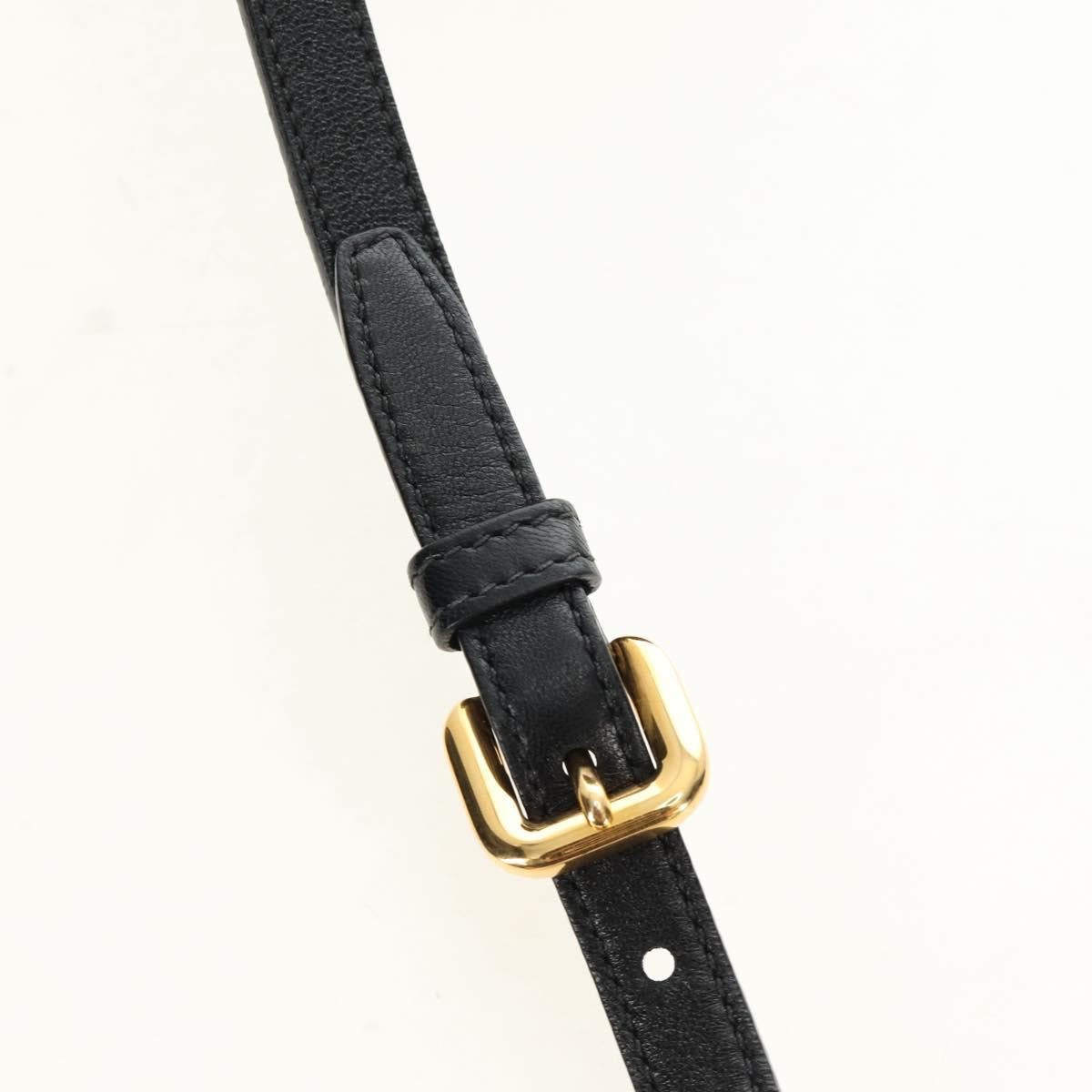 PRADA Gathered Hand Bag Leather 2way Black Gold Auth 187209SAV