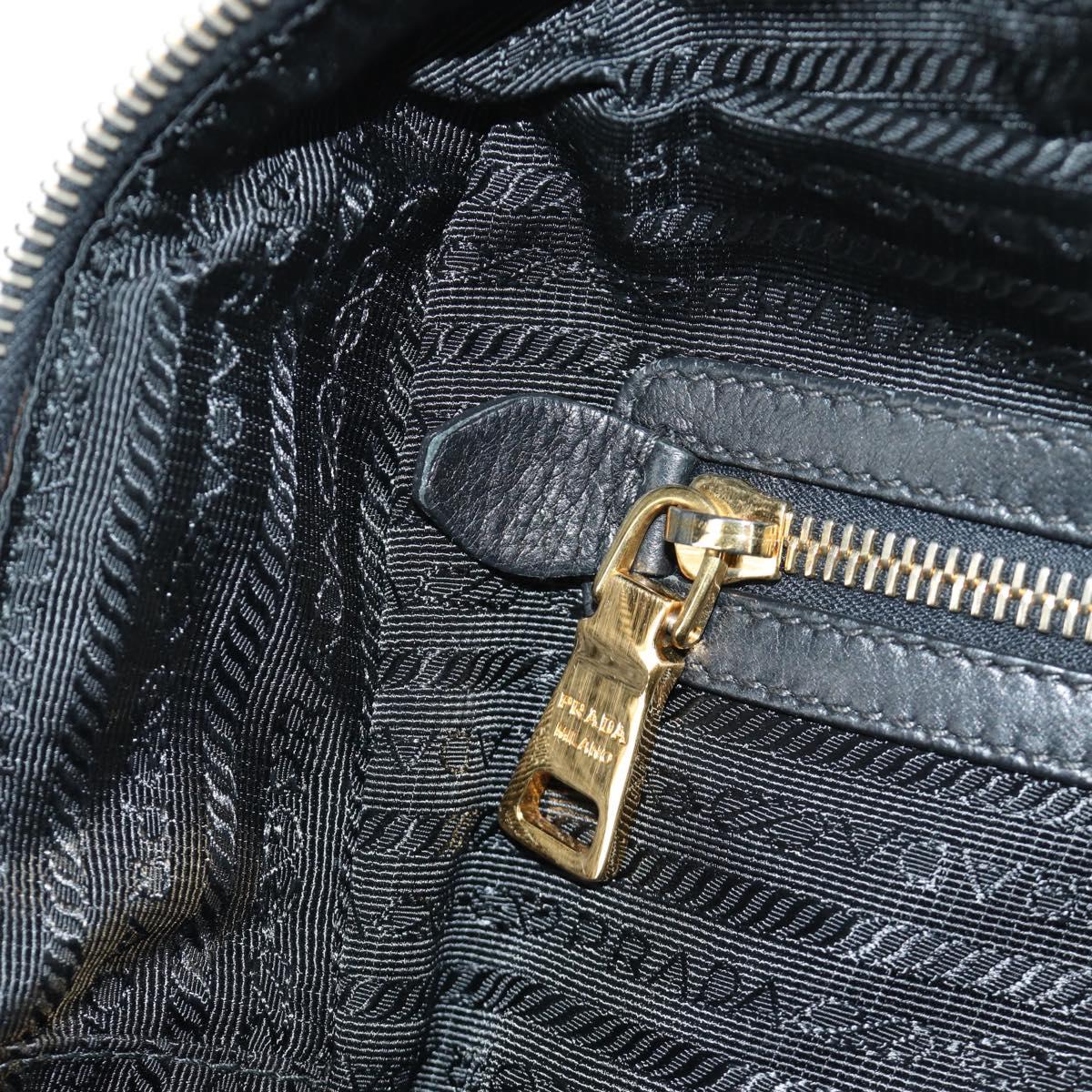 PRADA Gathered Hand Bag Leather 2way Black Gold Auth 187209SAV