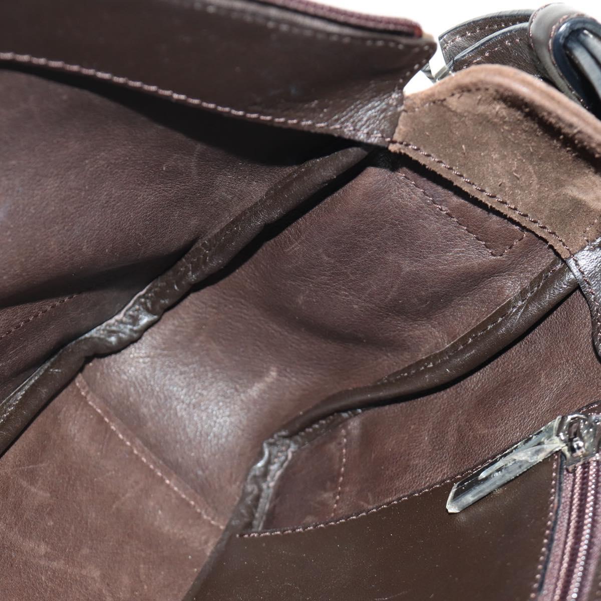 LOEWE Anagram Shoulder Bag Suede Leather Brown Silver Auth 187211SAV
