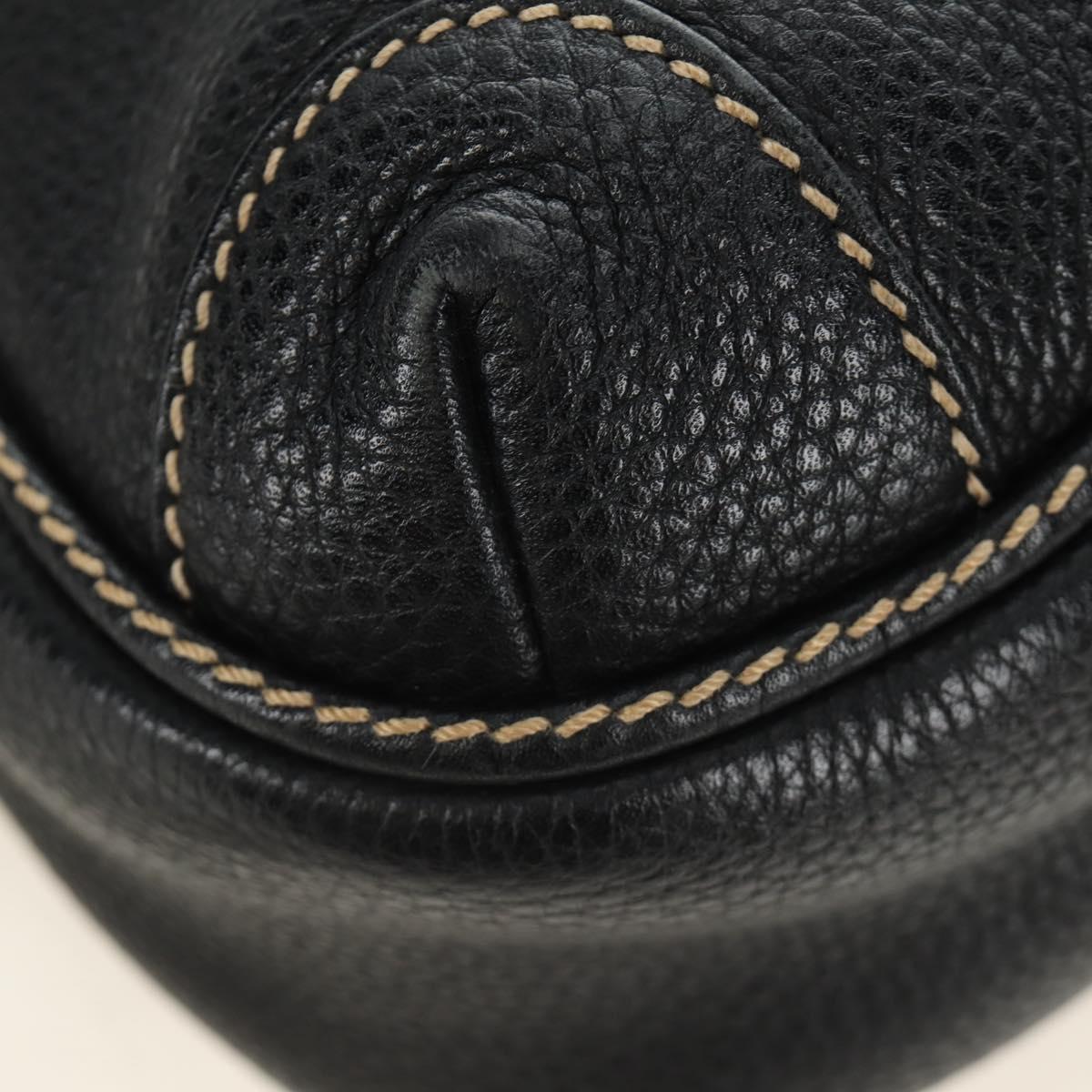 CHANEL Hand Bag Leather Black Silver CC Auth 187213SAV