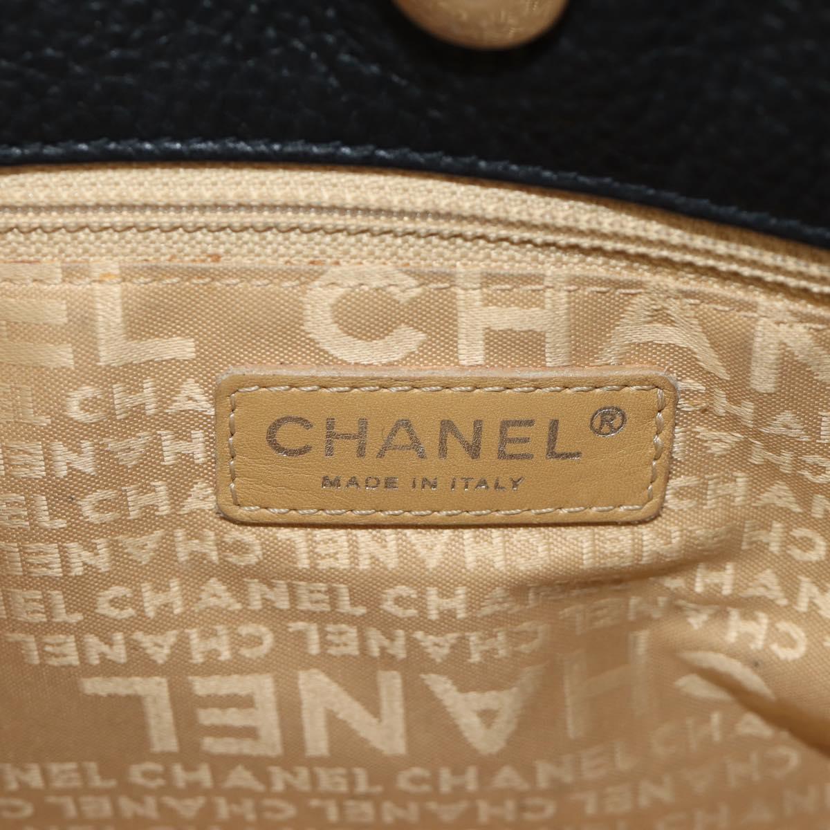 CHANEL Hand Bag Leather Black Silver CC Auth 187213SAV