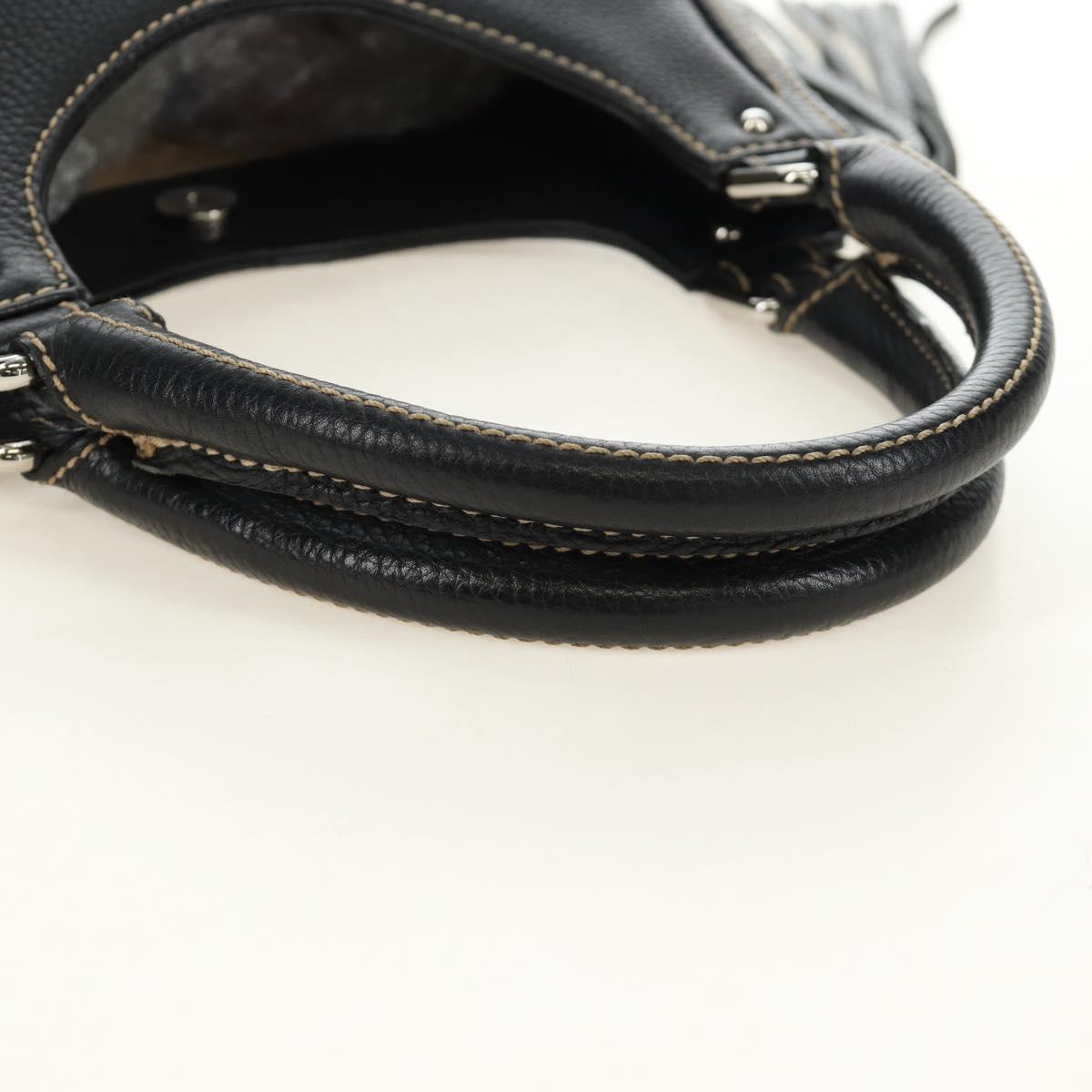 CHANEL Hand Bag Leather Black Silver CC Auth 187213SAV