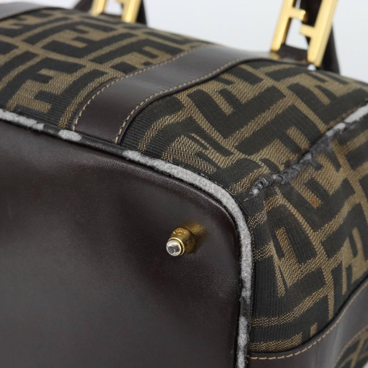 FENDI Zucca Canvas Hand Bag 2way Black Brown Auth 187214