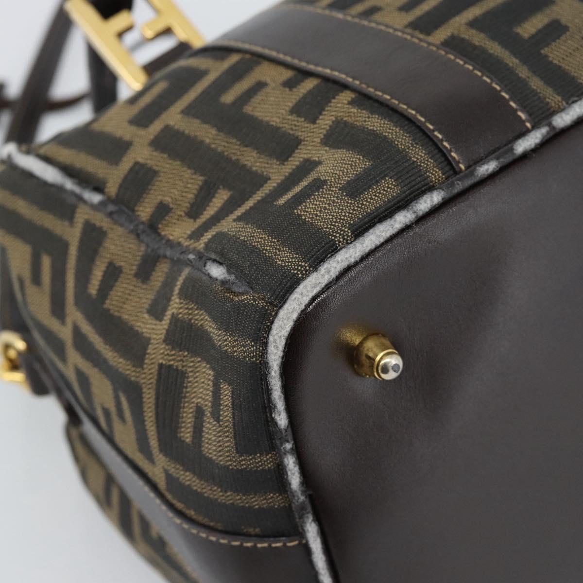 FENDI Zucca Canvas Hand Bag 2way Black Brown Auth 187214
