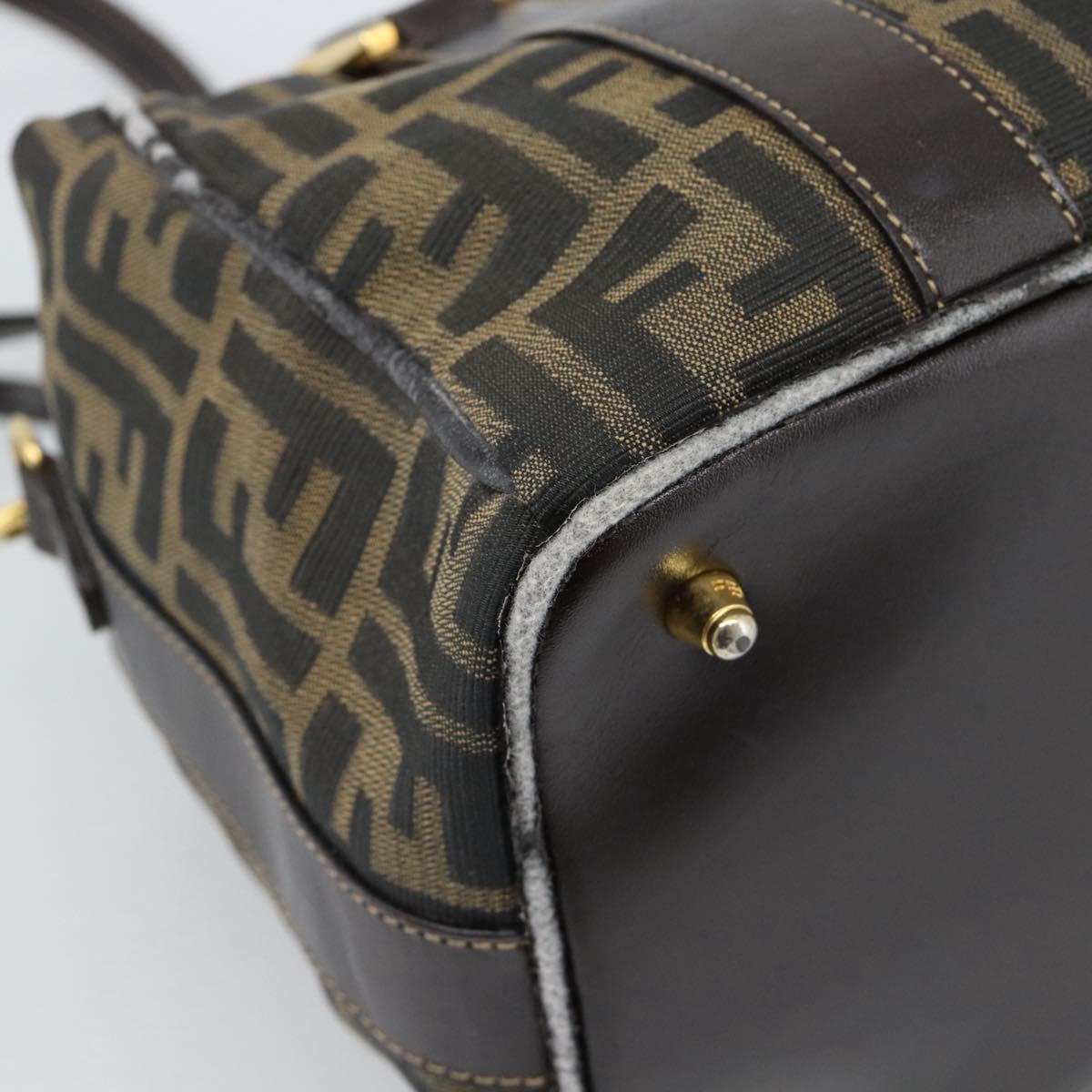 FENDI Zucca Canvas Hand Bag 2way Black Brown Auth 187214