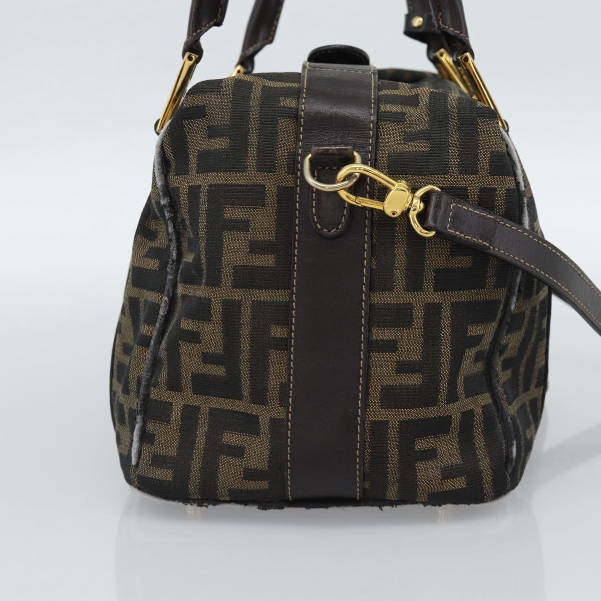 FENDI Zucca Canvas Hand Bag 2way Black Brown Auth 187214
