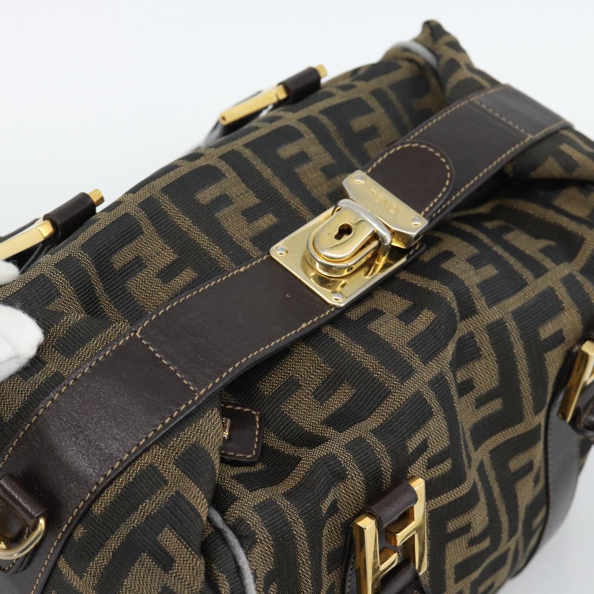 FENDI Zucca Canvas Hand Bag 2way Black Brown Auth 187214