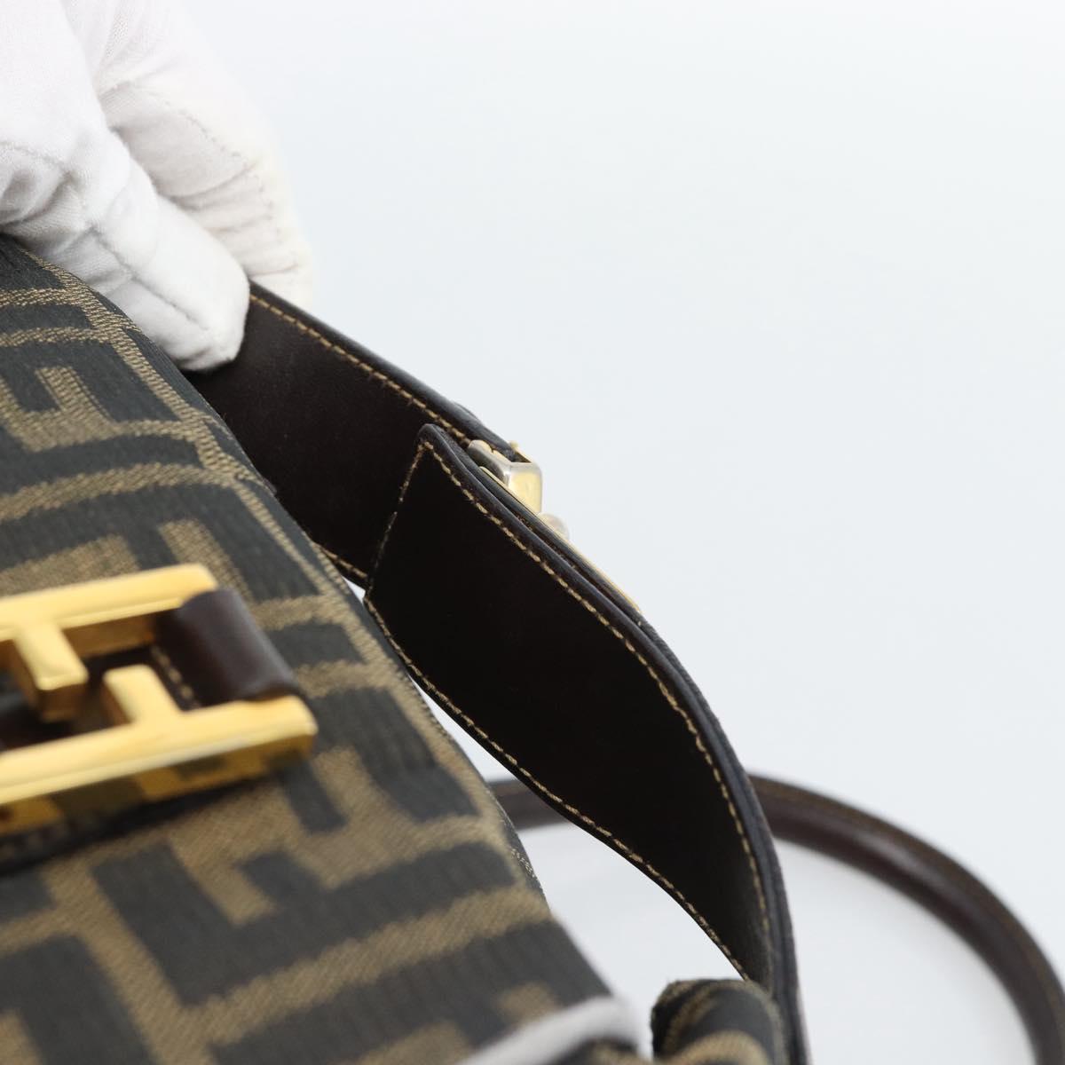 FENDI Zucca Canvas Hand Bag 2way Black Brown Auth 187214