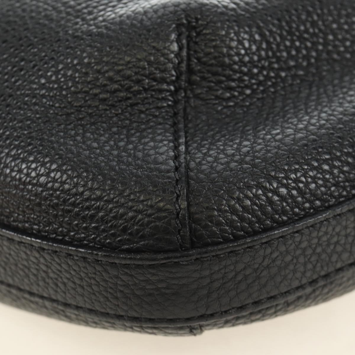 PRADA Shoulder Bag Leather Black Silver Auth 187215SAV