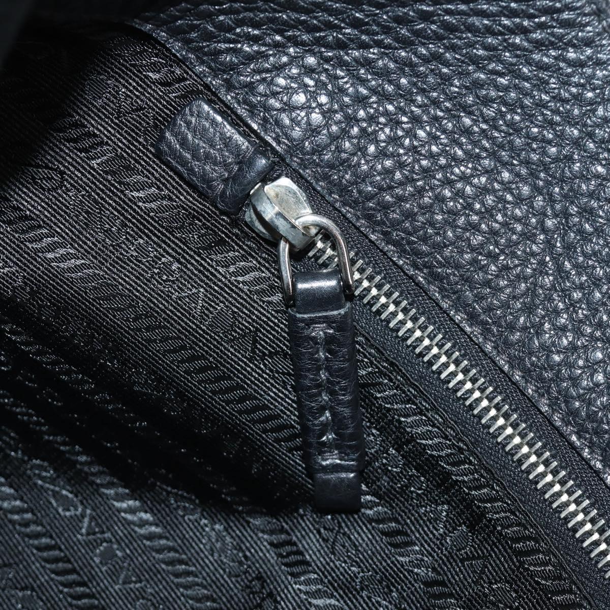 PRADA Shoulder Bag Leather Black Silver Auth 187215SAV