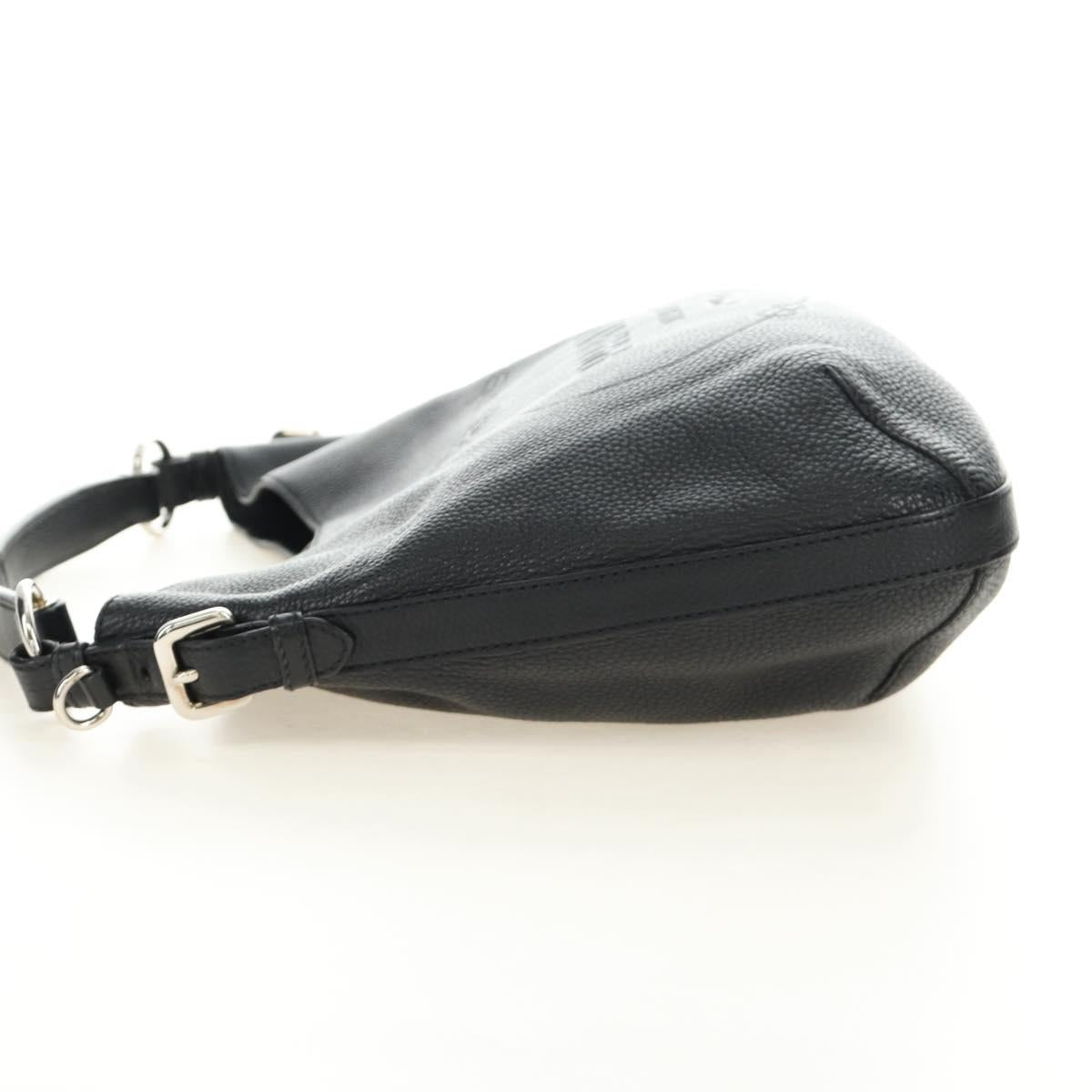 PRADA Shoulder Bag Leather Black Silver Auth 187215SAV