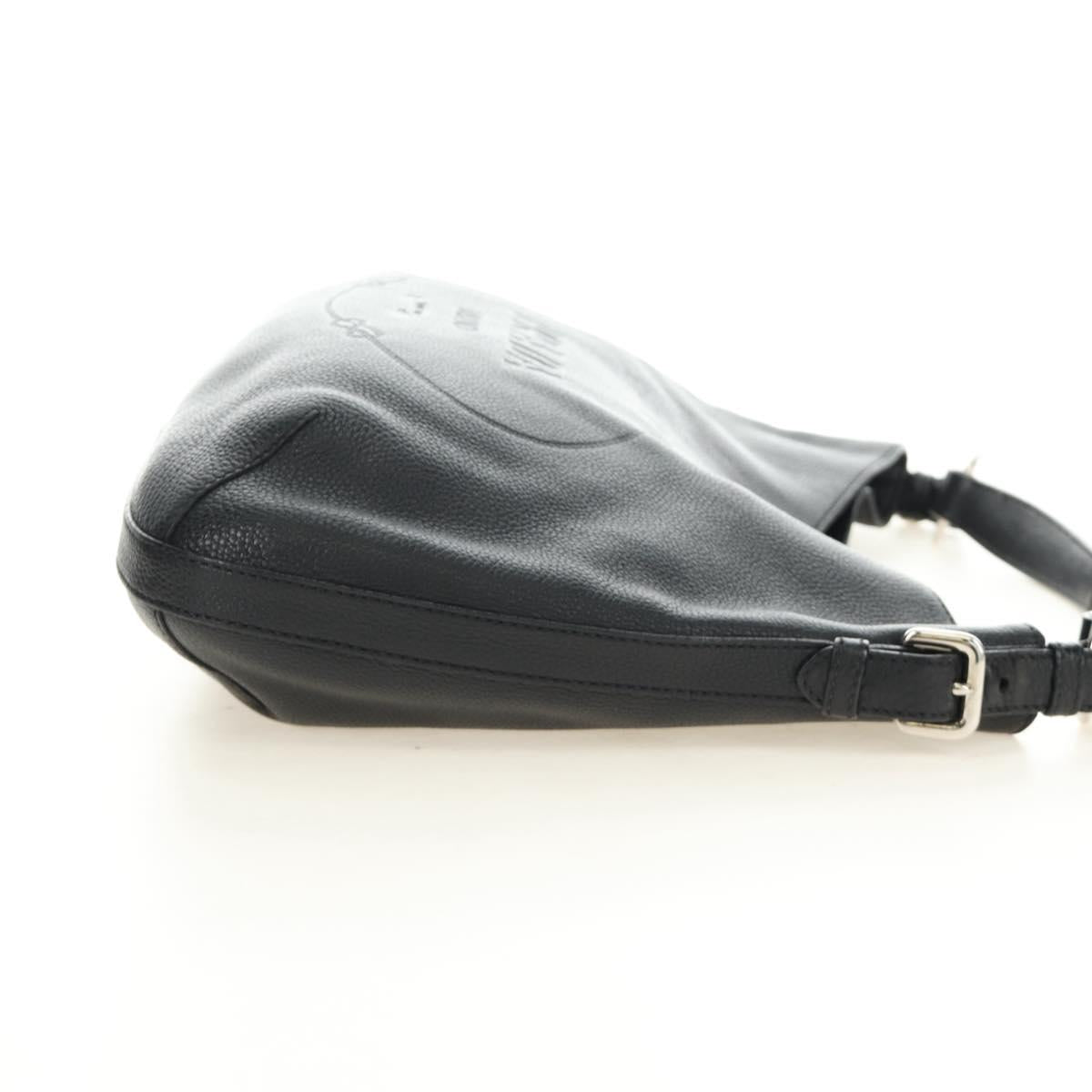 PRADA Shoulder Bag Leather Black Silver Auth 187215SAV