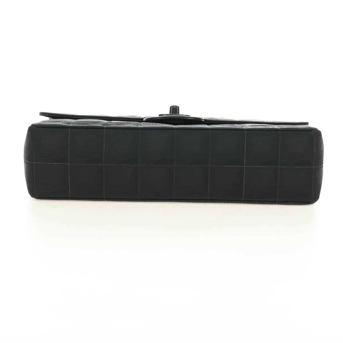 CHANEL Choco Bar Chain New Travel Line Bag Canvas Black CC Auth 187224SAV