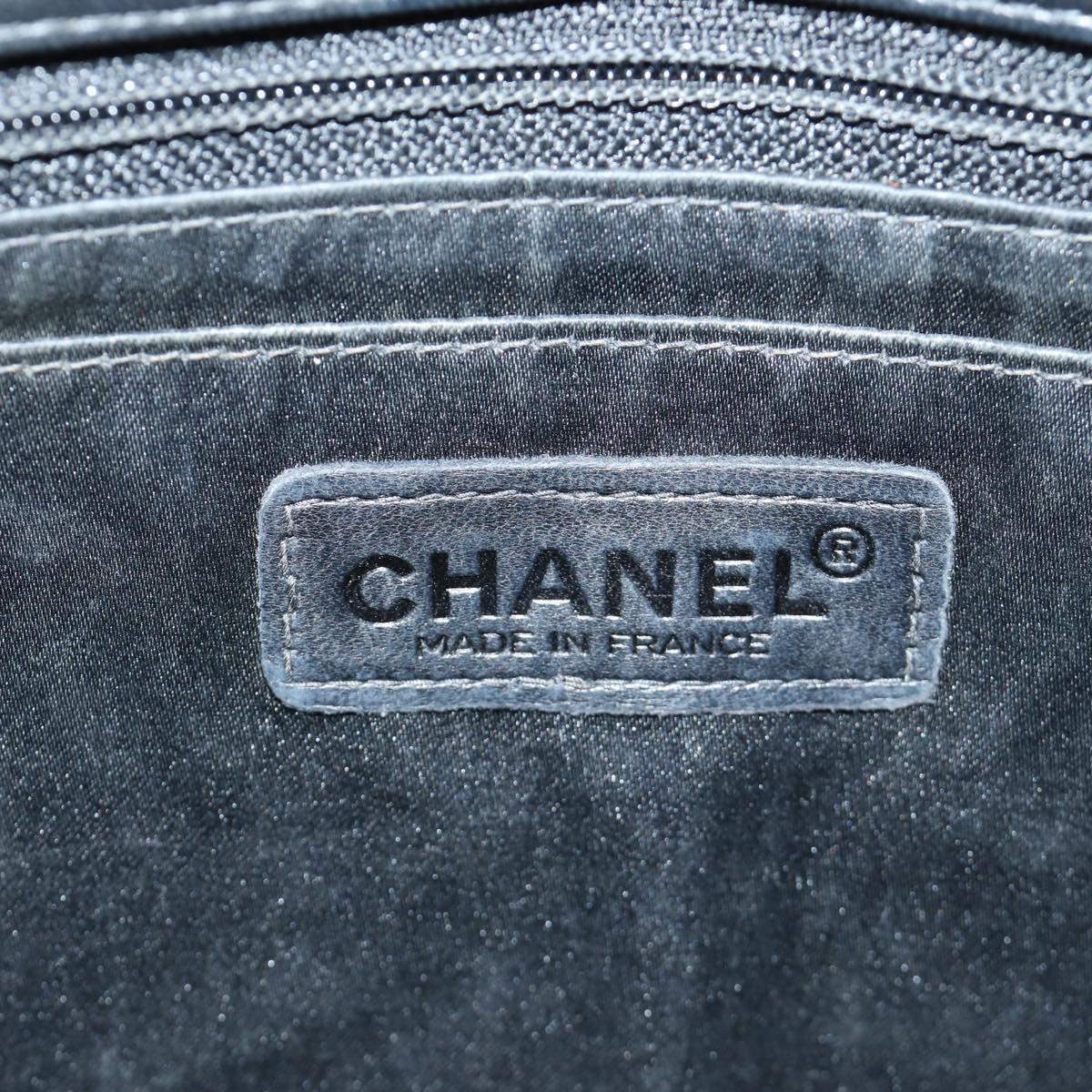 CHANEL Choco Bar Chain New Travel Line Bag Canvas Black CC Auth 187224SAV