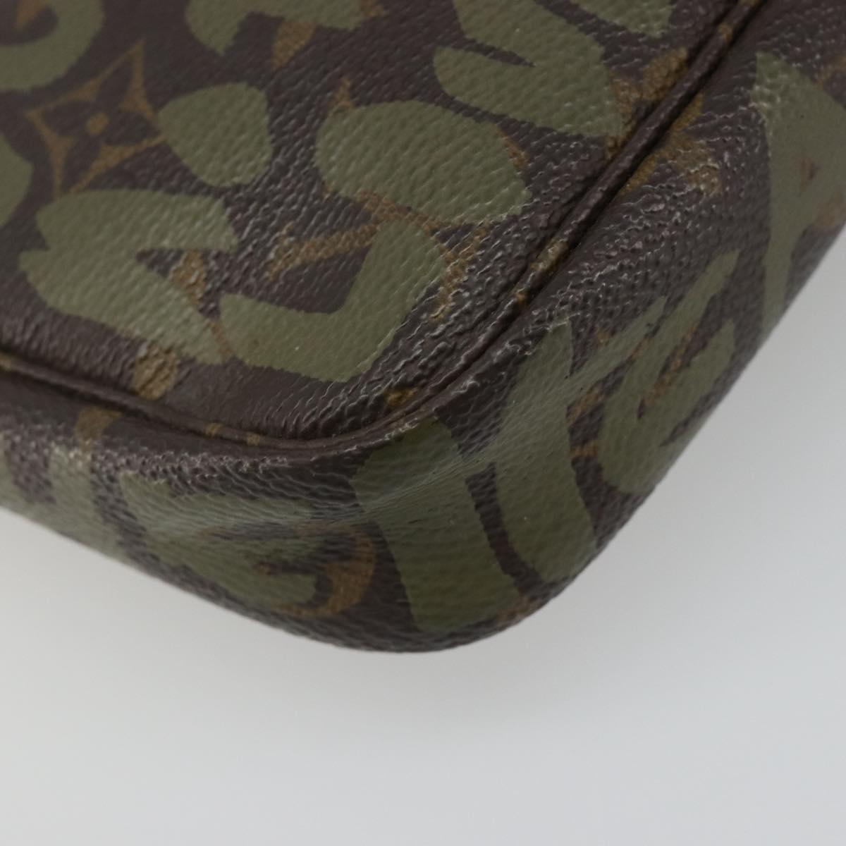 LOUIS VUITTON Monogram Graffiti Pochette Accessoires Khaki M92191 Auth 187250A