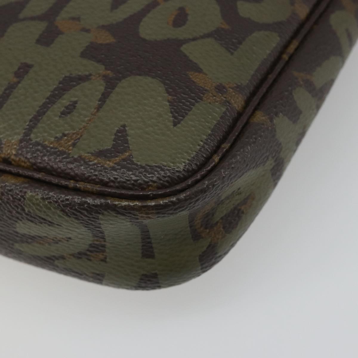 LOUIS VUITTON Monogram Graffiti Pochette Accessoires Khaki M92191 Auth 187250A