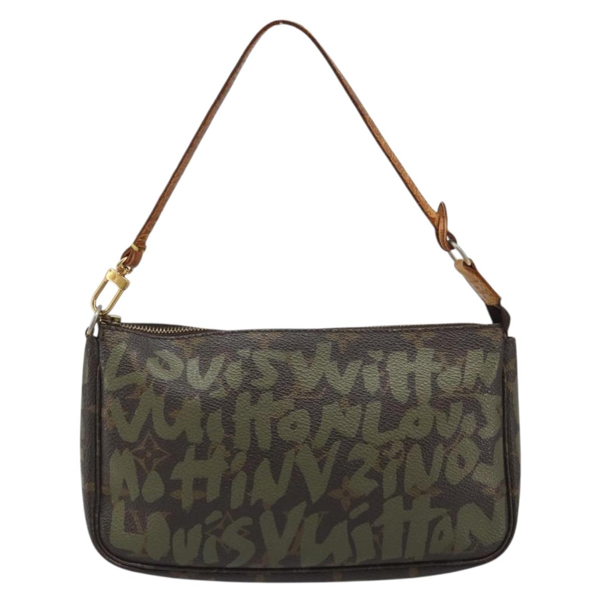 LOUIS VUITTON Monogram Graffiti Pochette Accessoires Khaki M92191 Auth 187250A