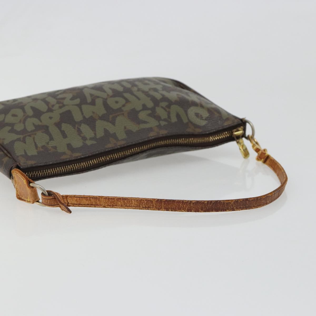 LOUIS VUITTON Monogram Graffiti Pochette Accessoires Khaki M92191 Auth 187250A