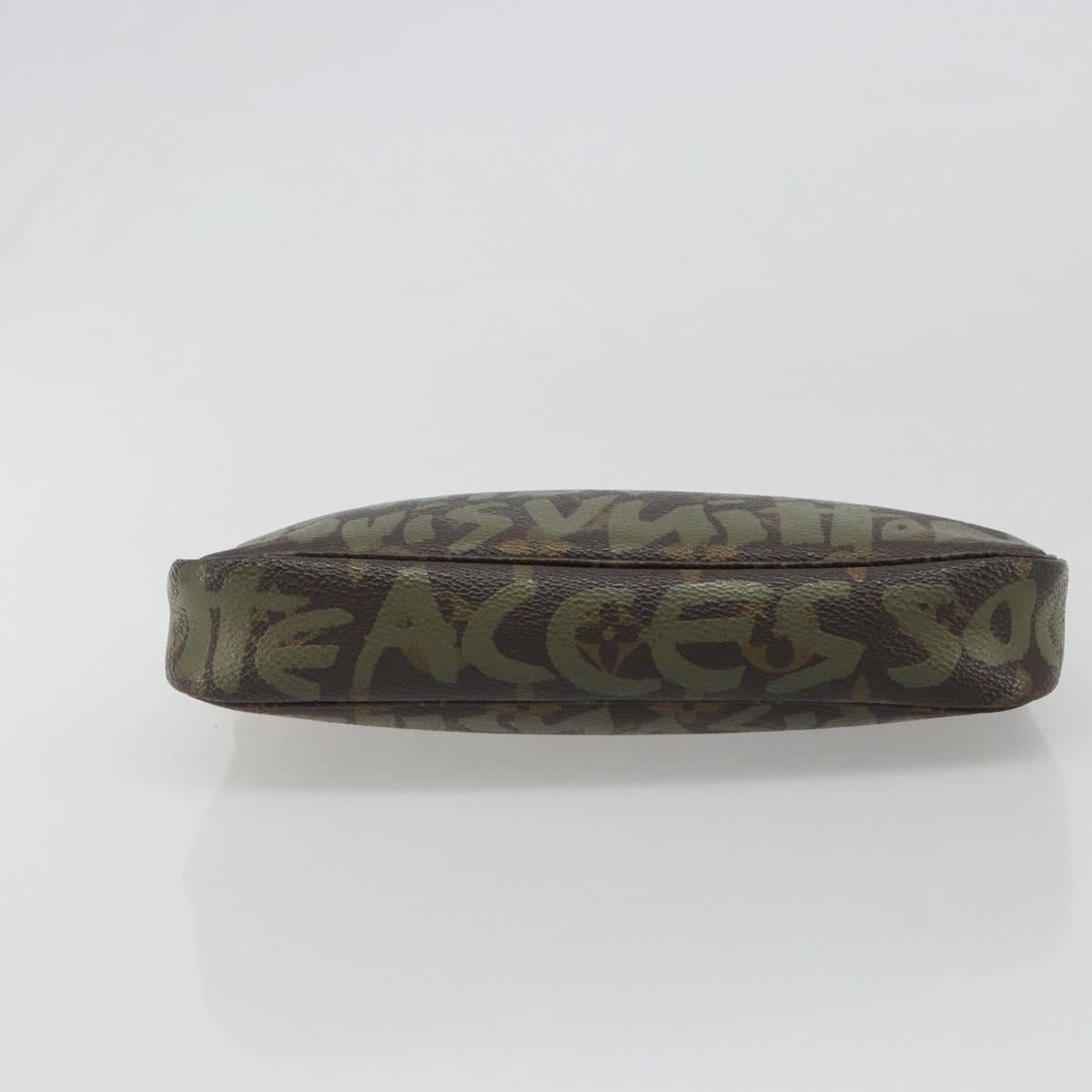 LOUIS VUITTON Monogram Graffiti Pochette Accessoires Khaki M92191 Auth 187250A