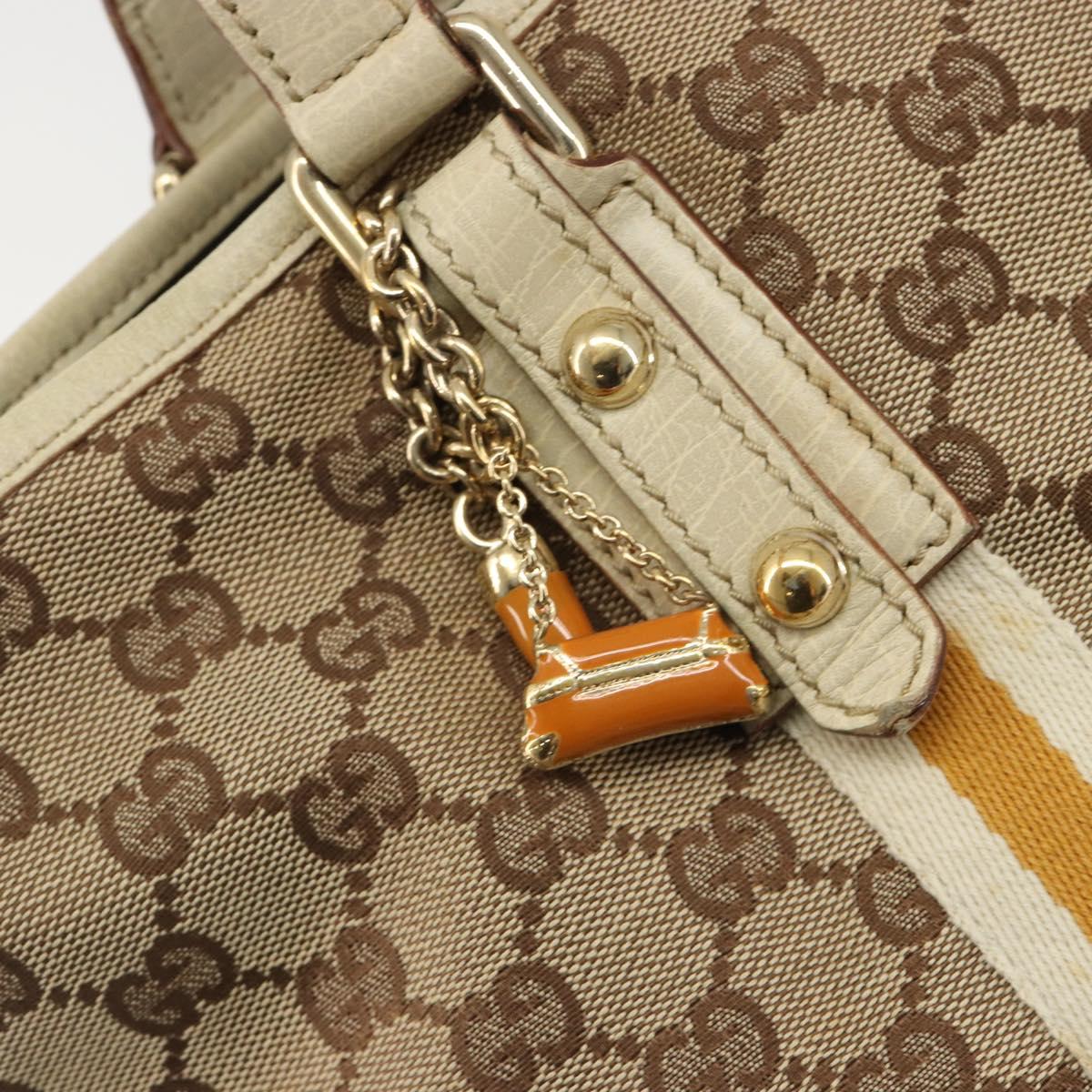 GUCCI GG Canvas Sherry Line Tote Bag Beige Gold 137396 Auth 187252