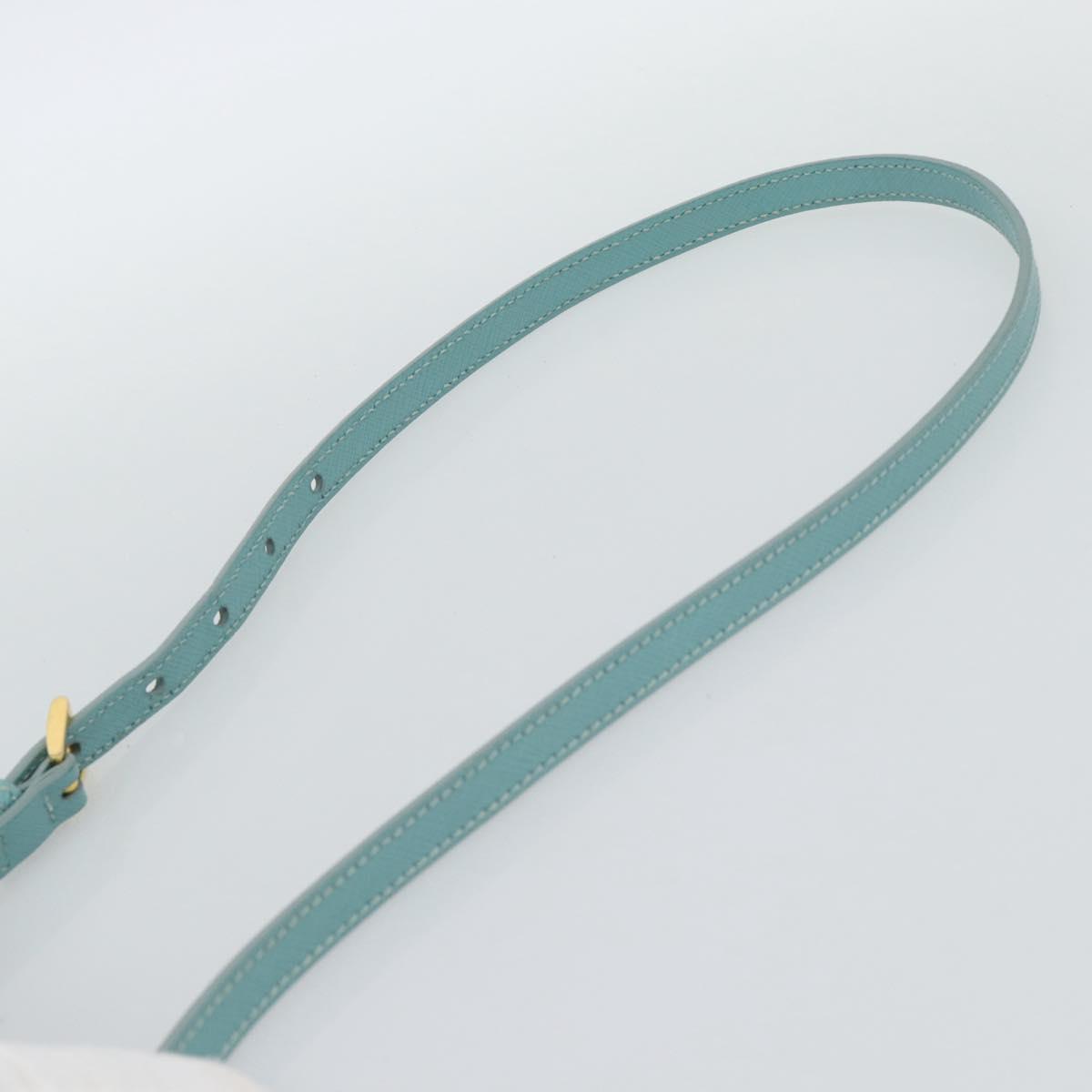 PRADA Hand Bag Safiano Leather 2way Turquoise Blue Gold Auth 187253V