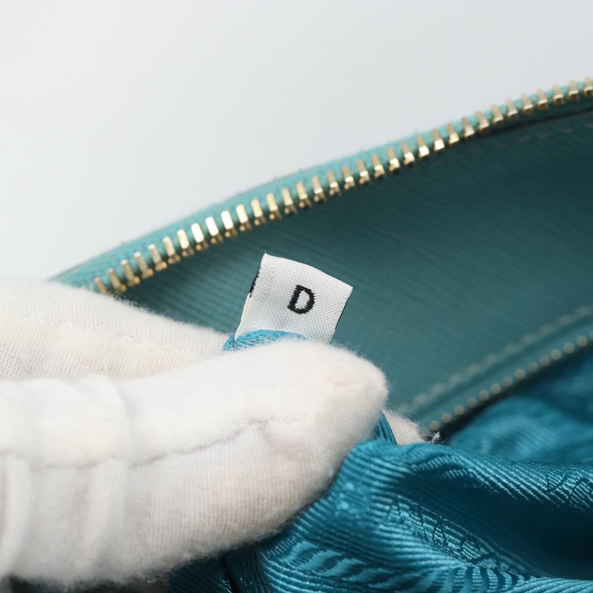 PRADA Hand Bag Safiano Leather 2way Turquoise Blue Gold Auth 187253V