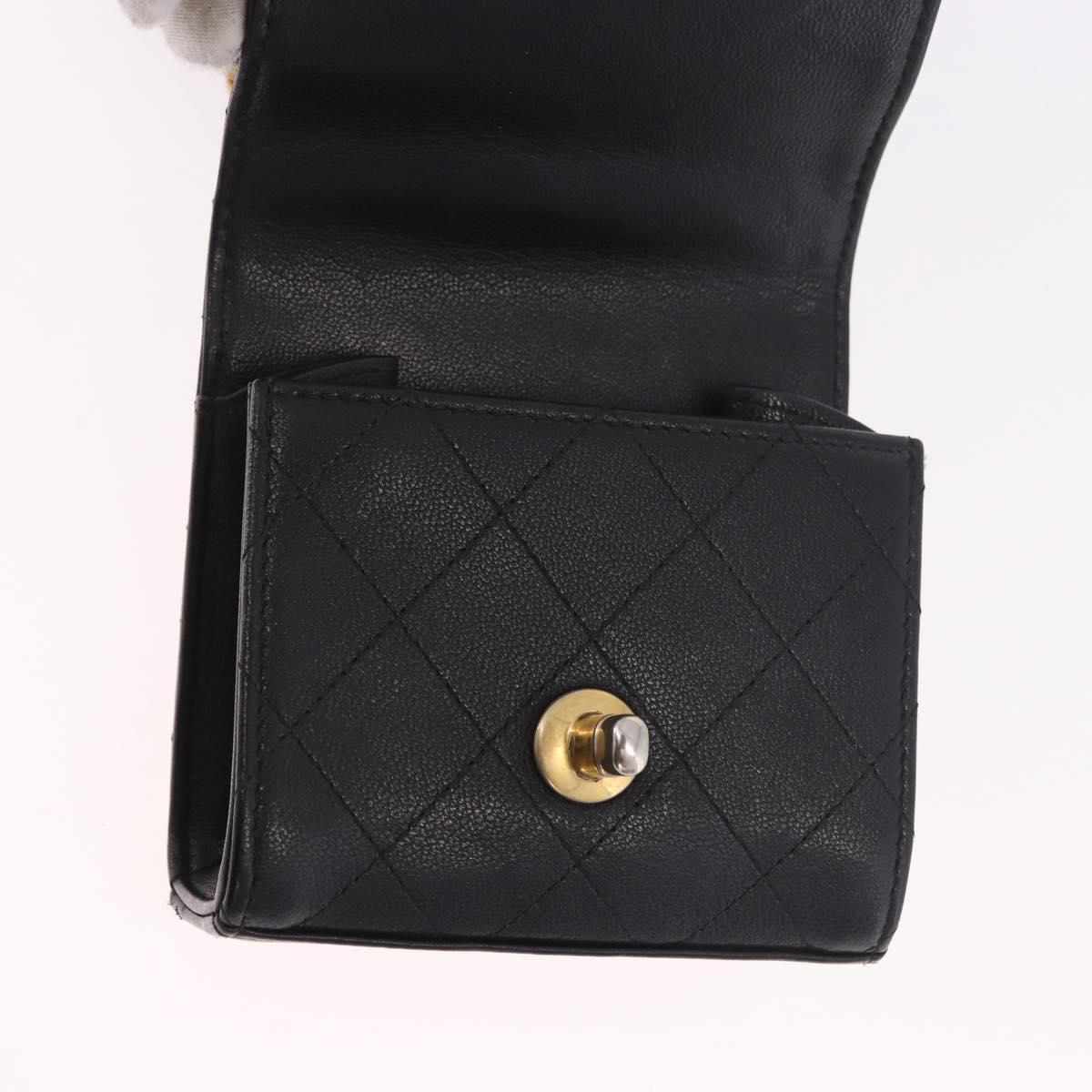 CHANEL Matelasse Chain Shoulder Bag Lamb Skin Black Gold CC Auth 187256SAM